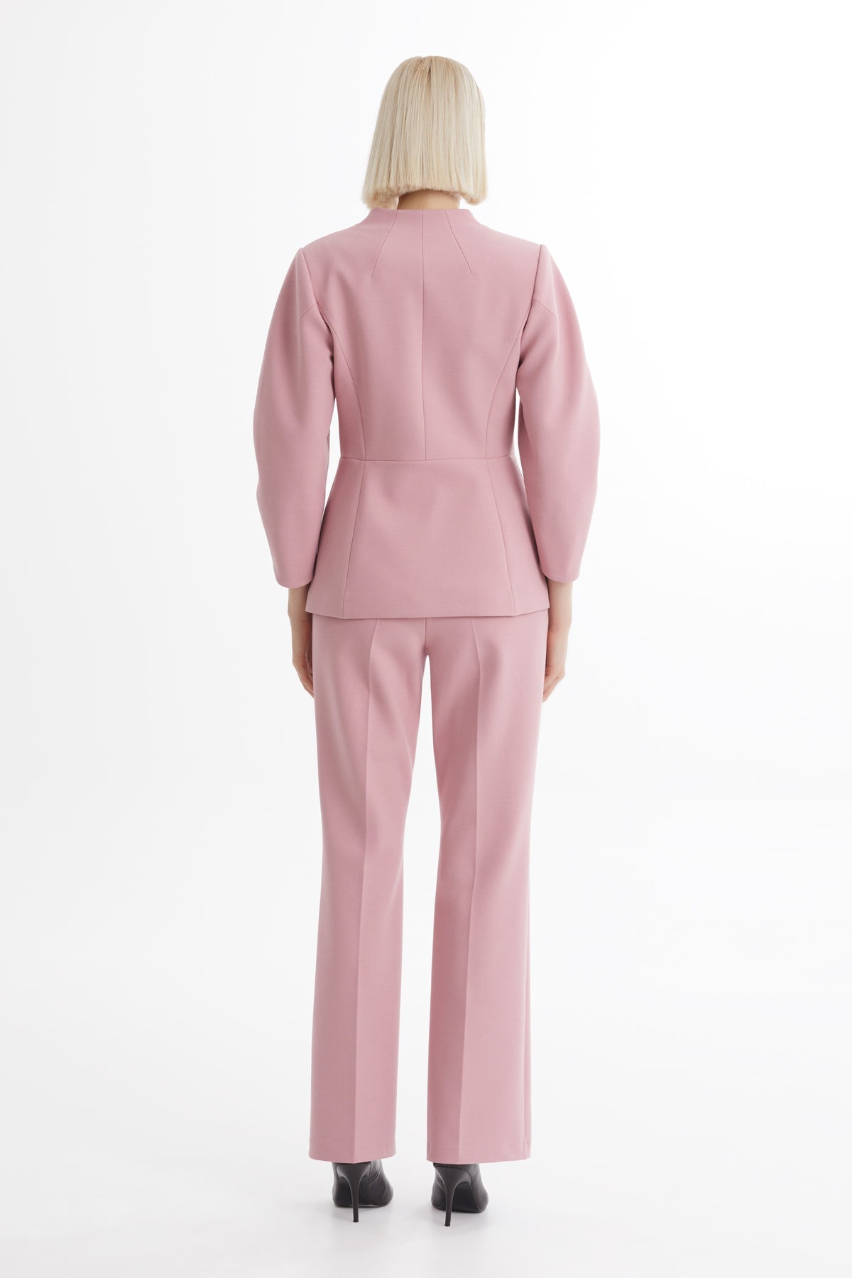 Pink V-Neck Blazer Trouser Set