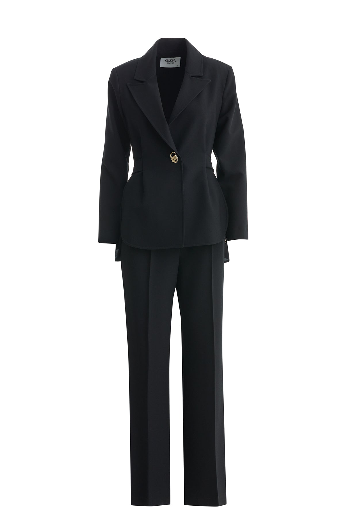 Black Blazer and Straight-Leg Trouser Set