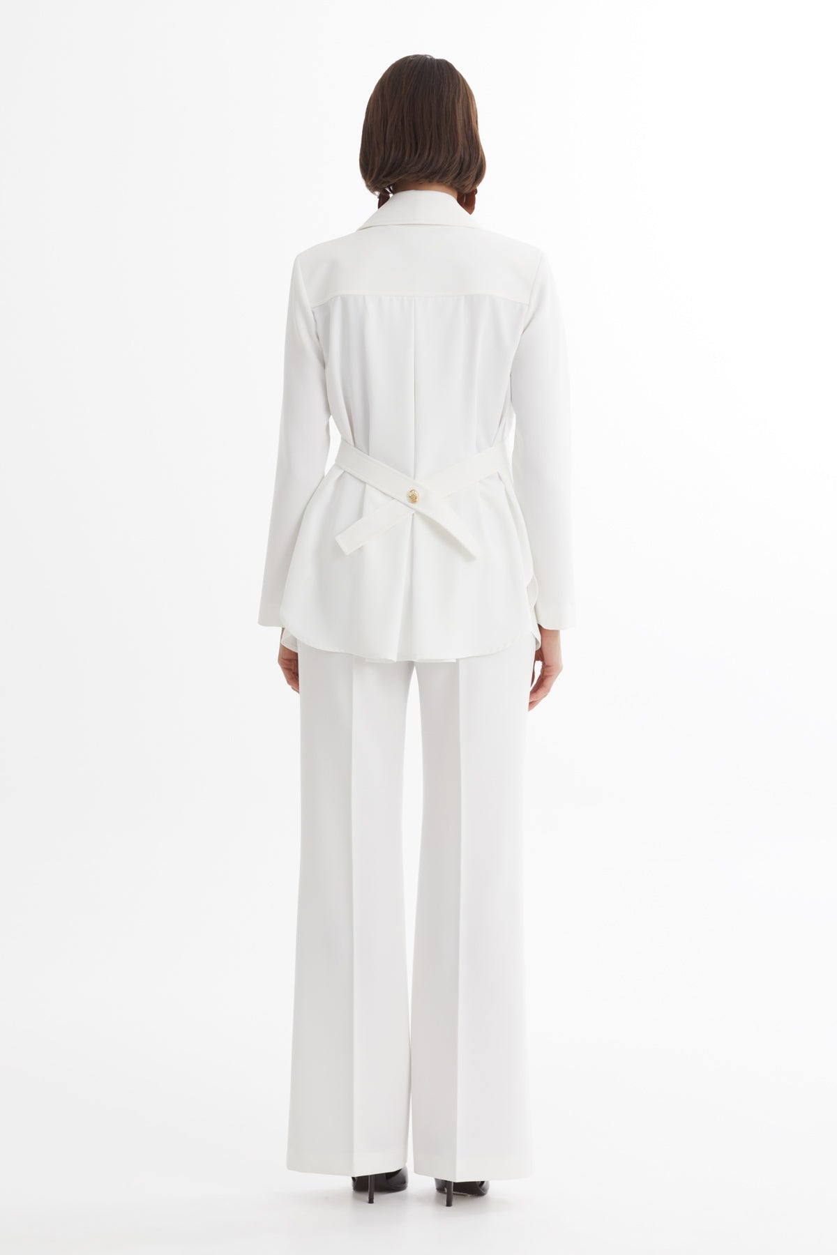 Ecru Blazer and Straight-Leg Trouser Set