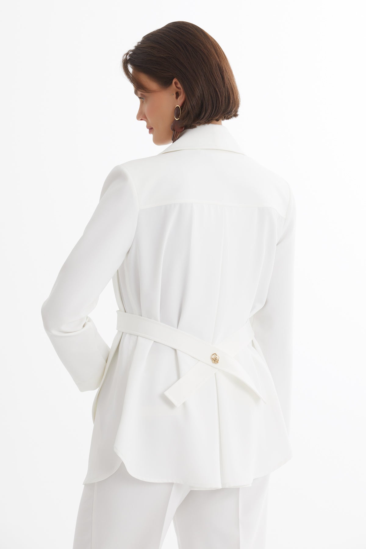 Ecru Blazer and Straight-Leg Trouser Set
