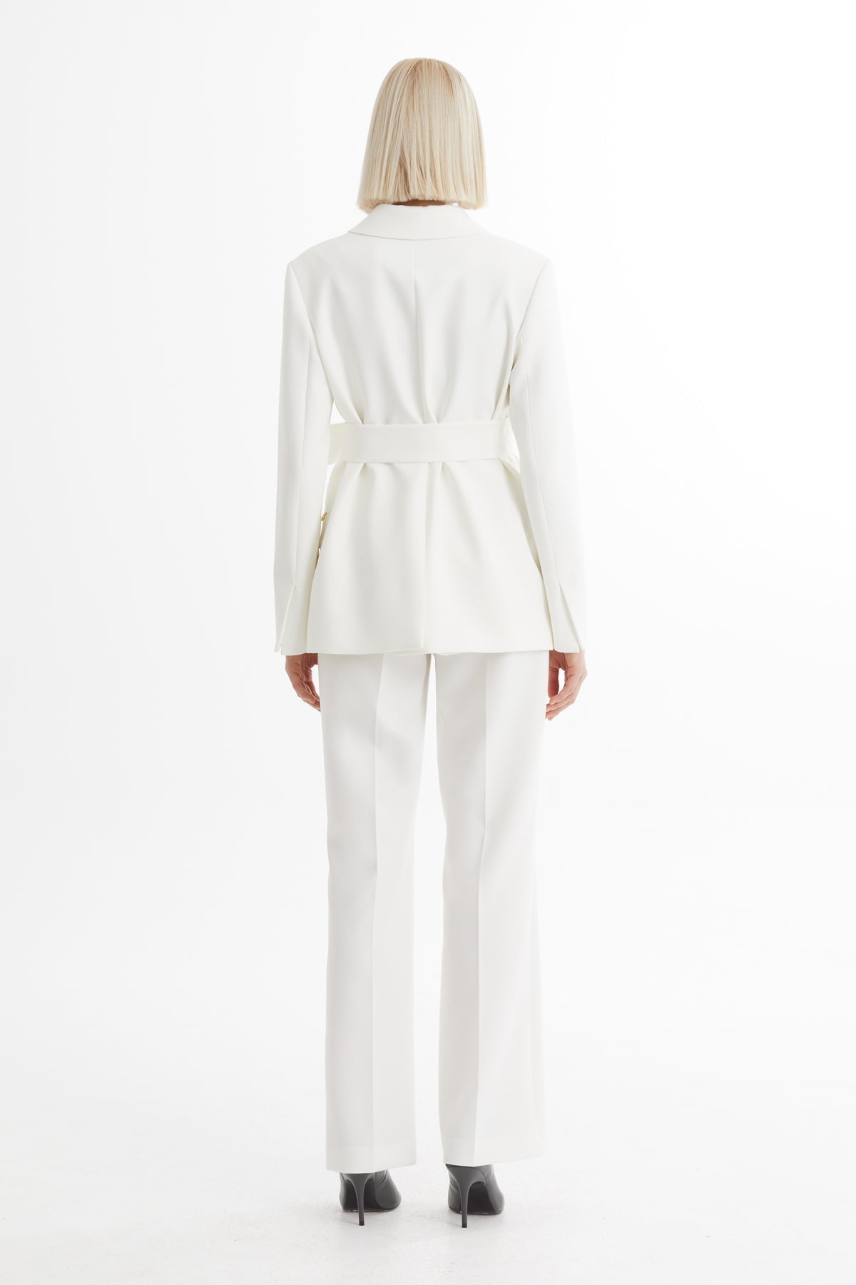 Ecru Jacket and Straight-Leg Pants Set