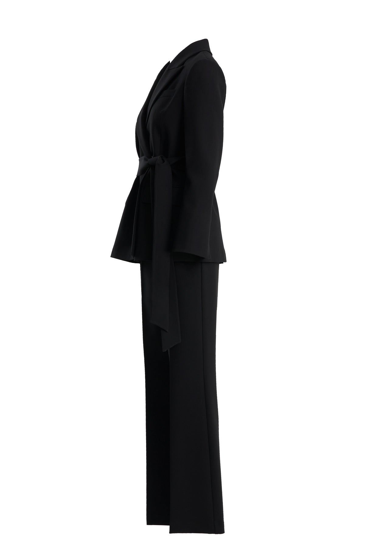 Black Jacket and Straight-Leg Pants Set