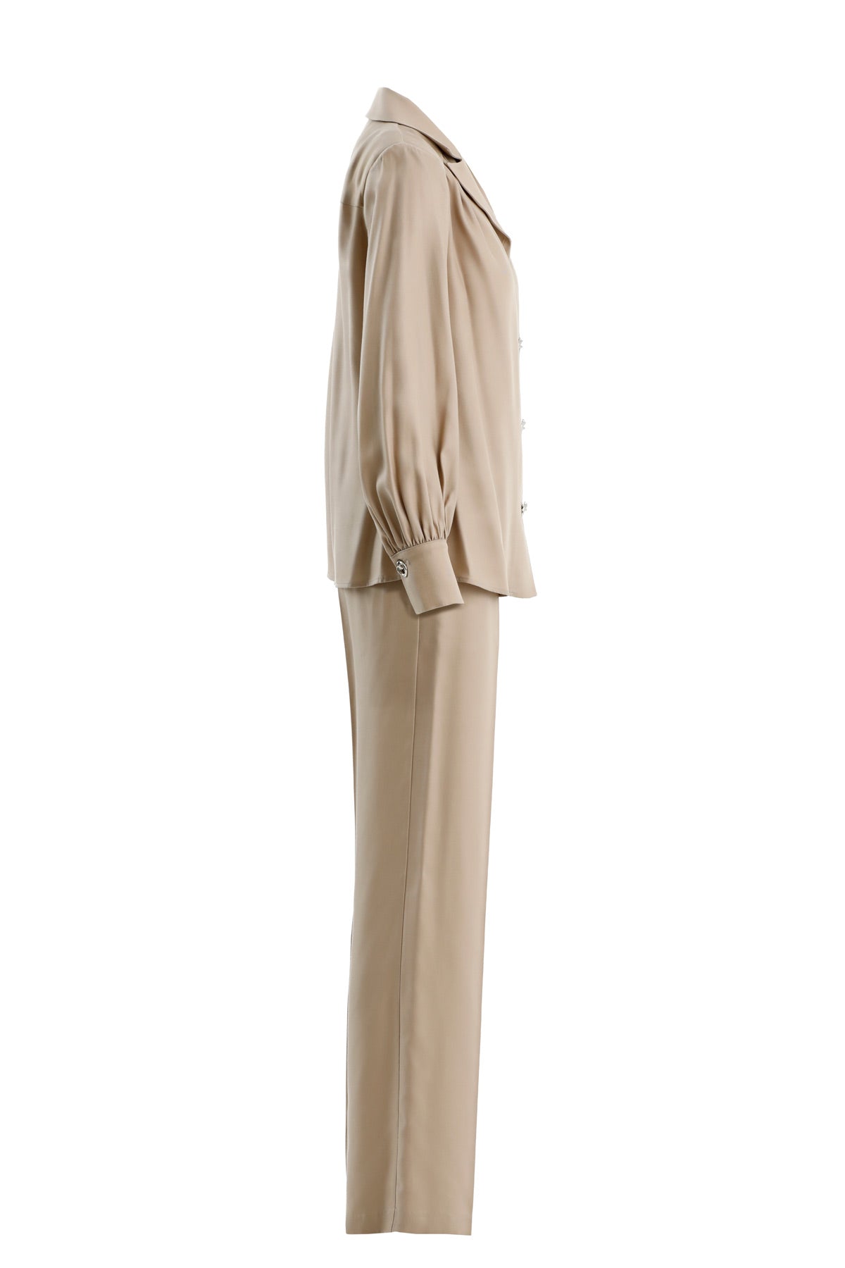 Beige Shirt and Pants Two-Piece Set