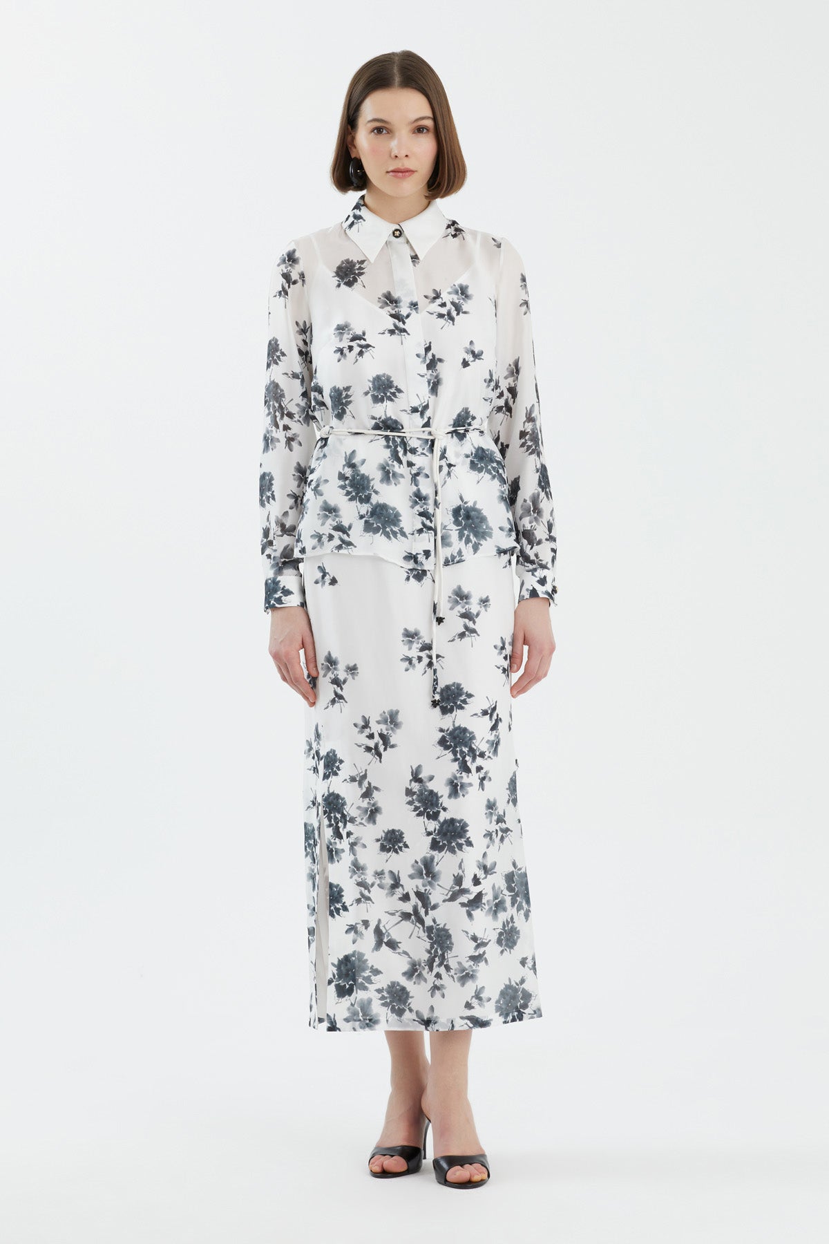 Floral Slit-Skirt Co-Ord Set