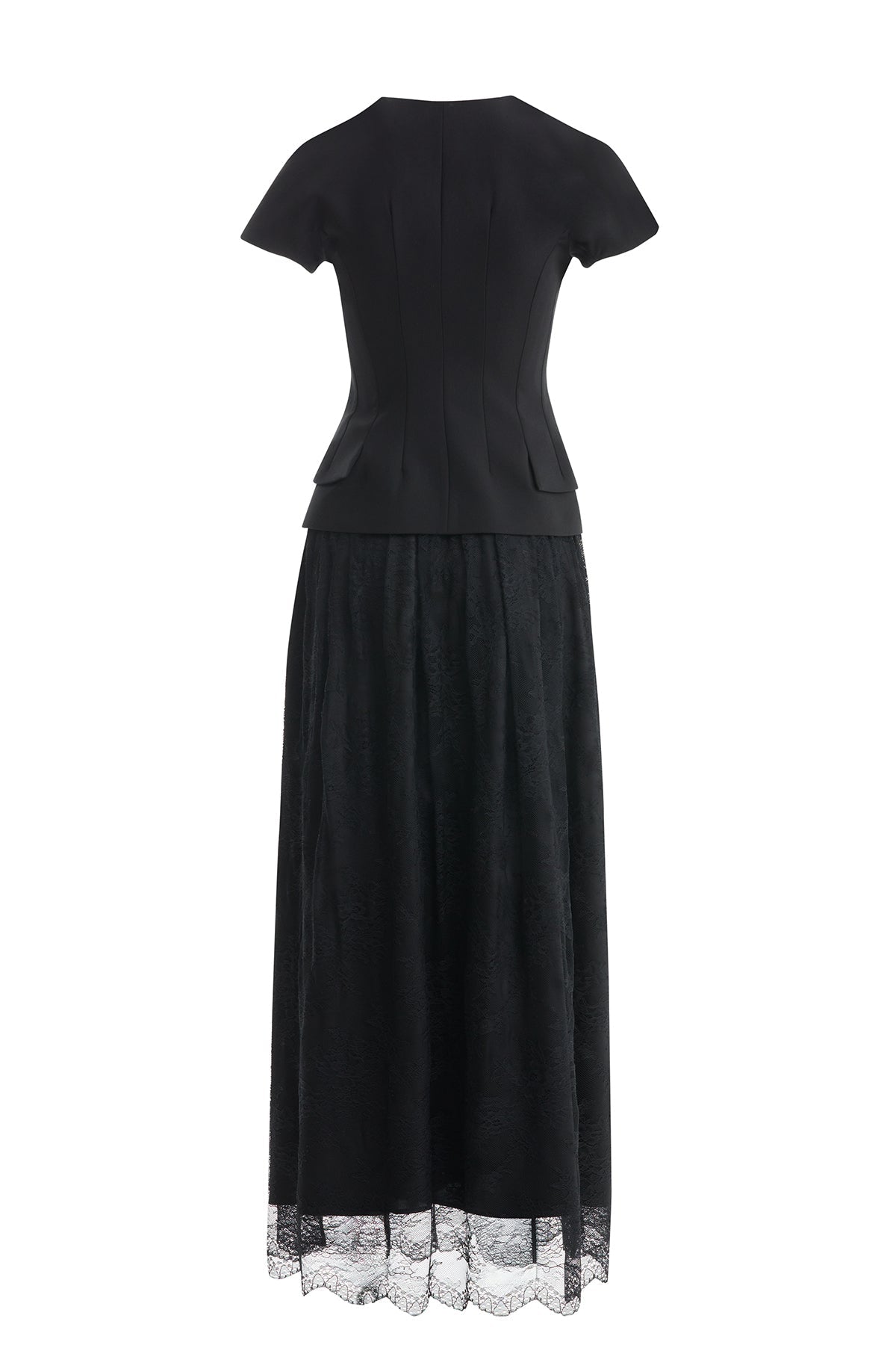 Black Lace Skirt Vest Set