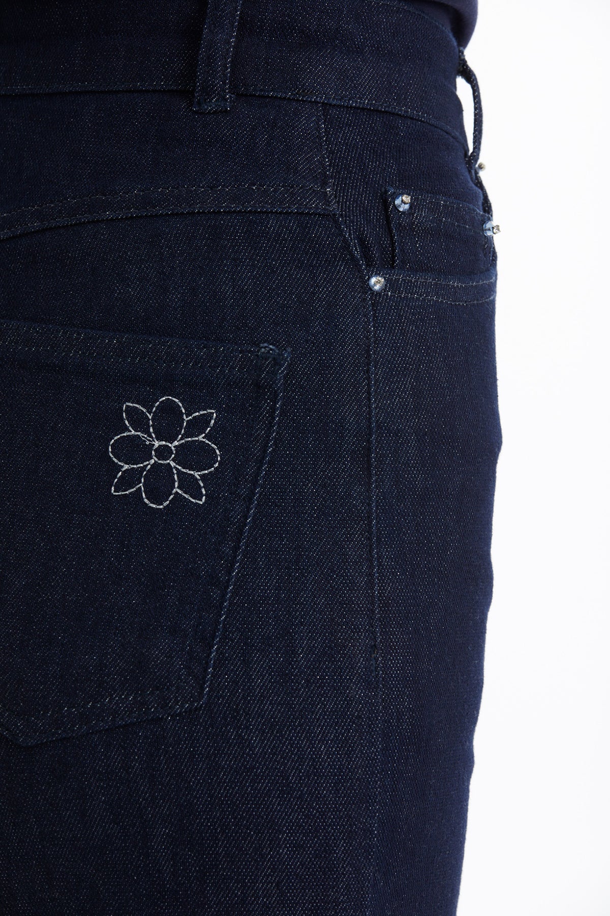 Blue Embroidered Detail Jeans