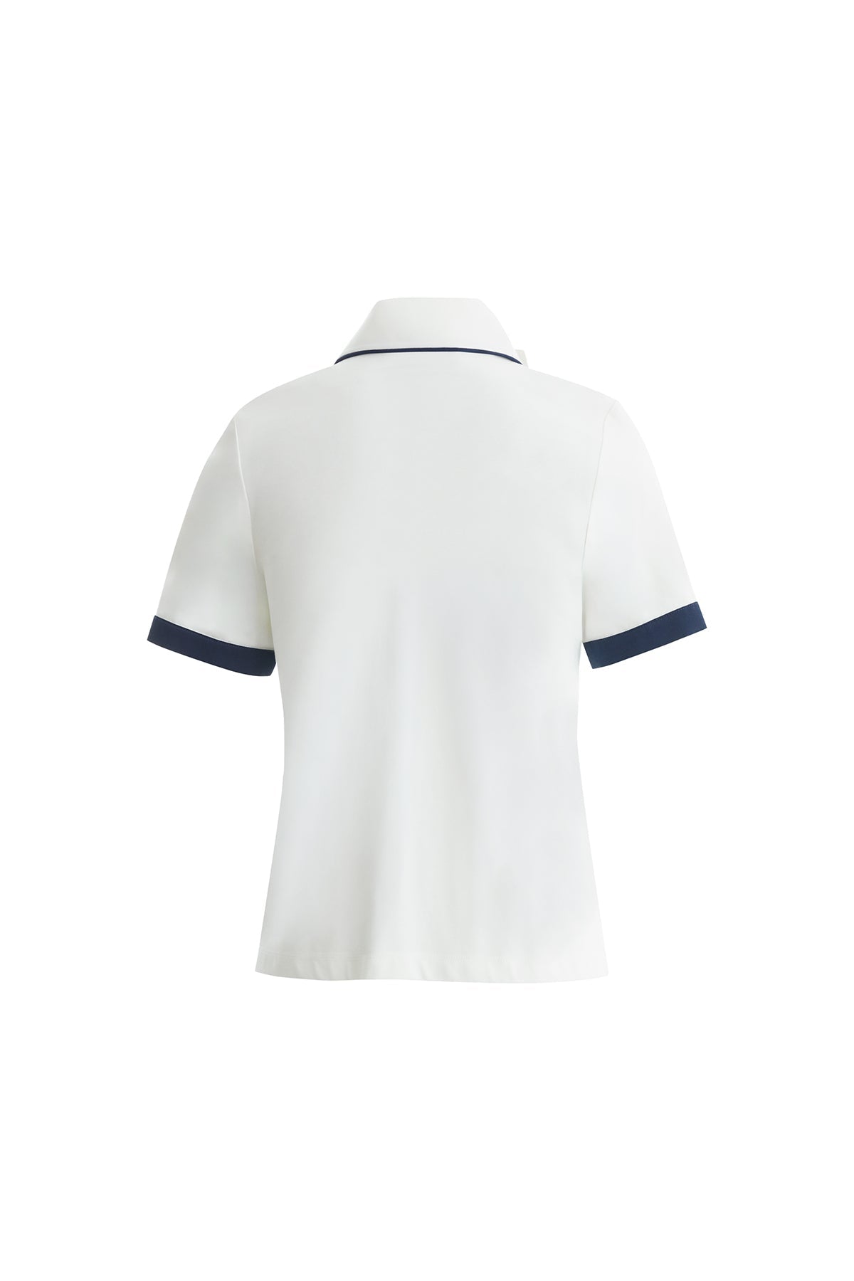 Ecru Short Sleeve Blouse with Piping Detail