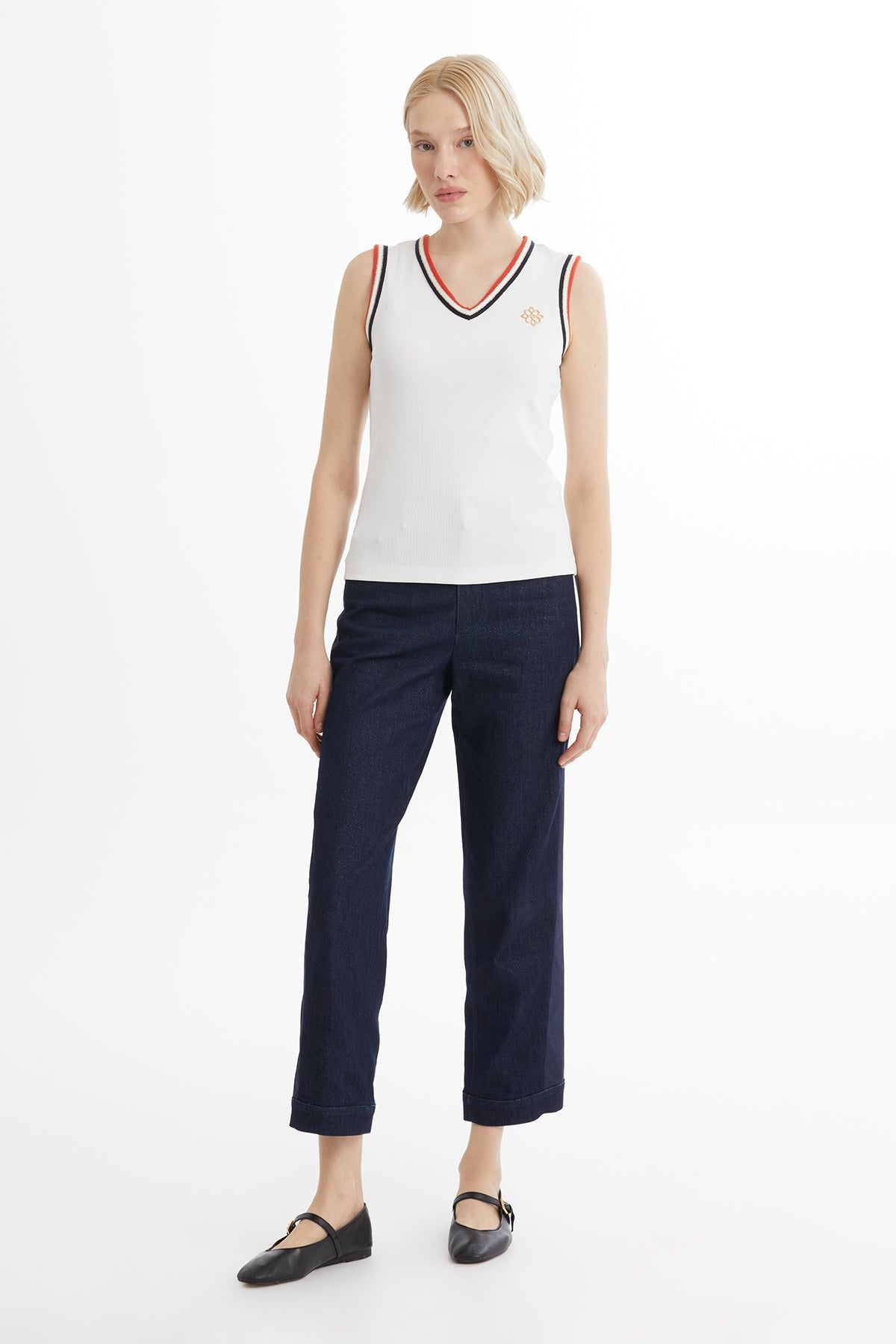 Ecru Metal Accent Detail Blouse