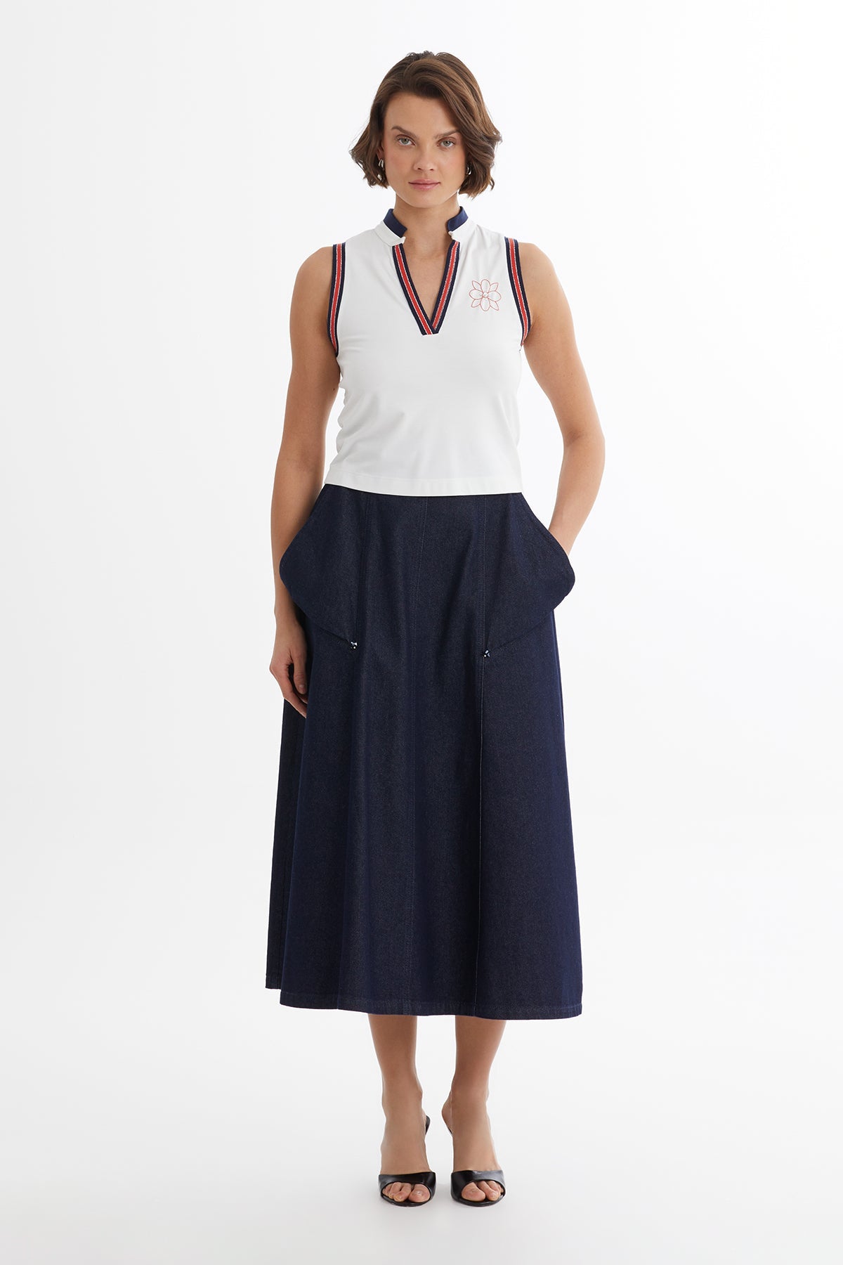 White Embroidered Detail Blouse