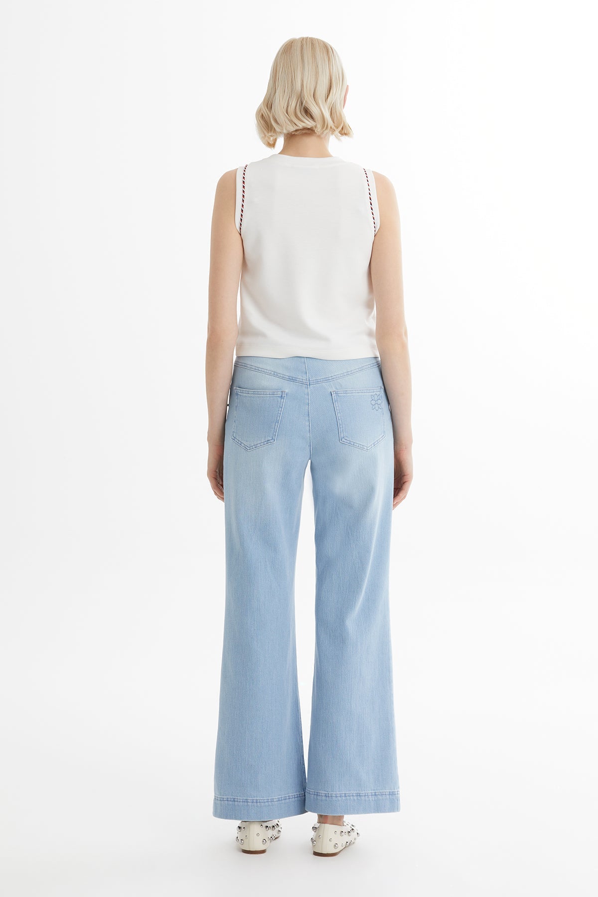 Ecru Blouse with Embroidery and Metal Accessory Details