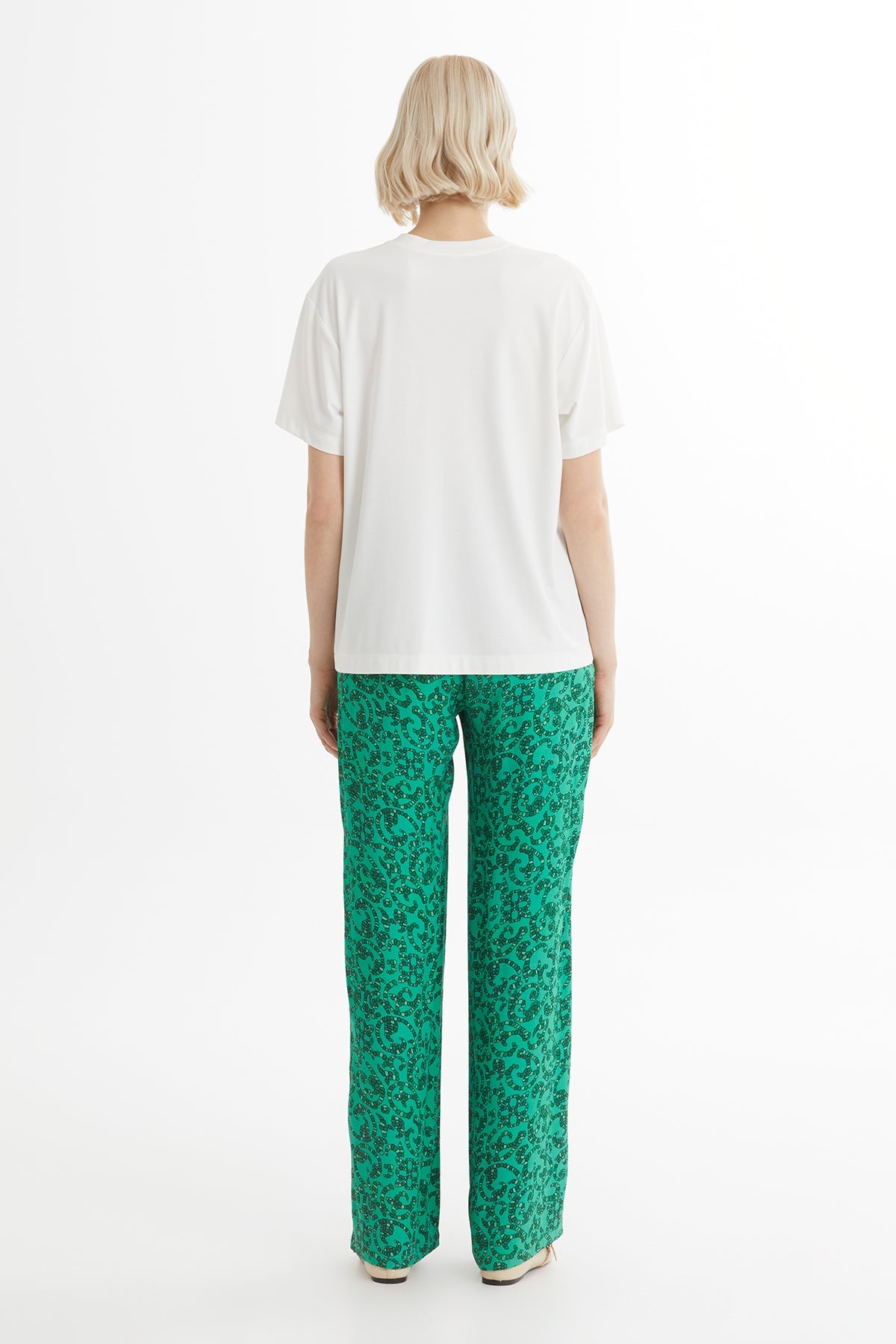 Ecru Printed Embroidered Detail T-Shirt