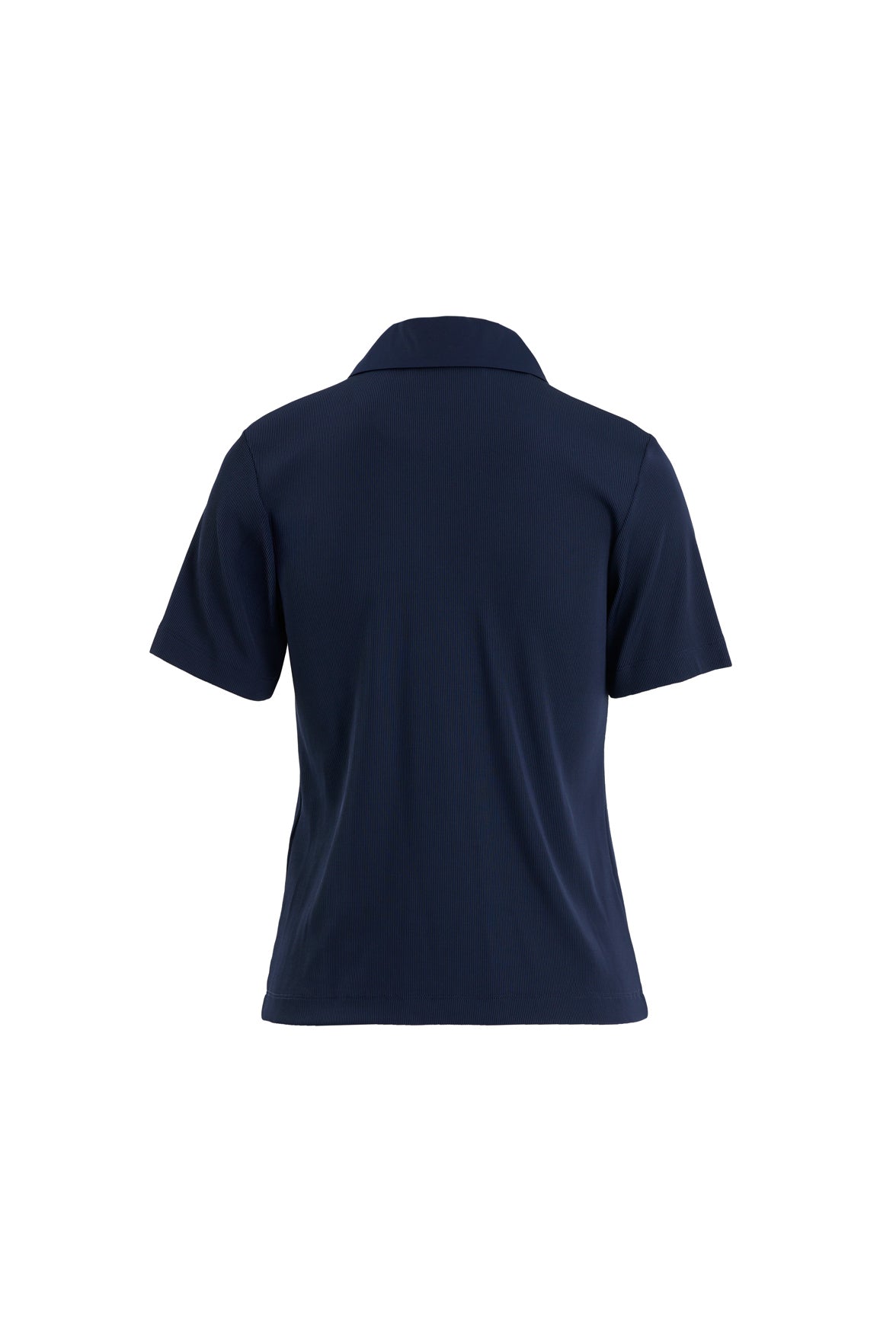 Dark Navy Zip-Front Short Sleeve Blouse