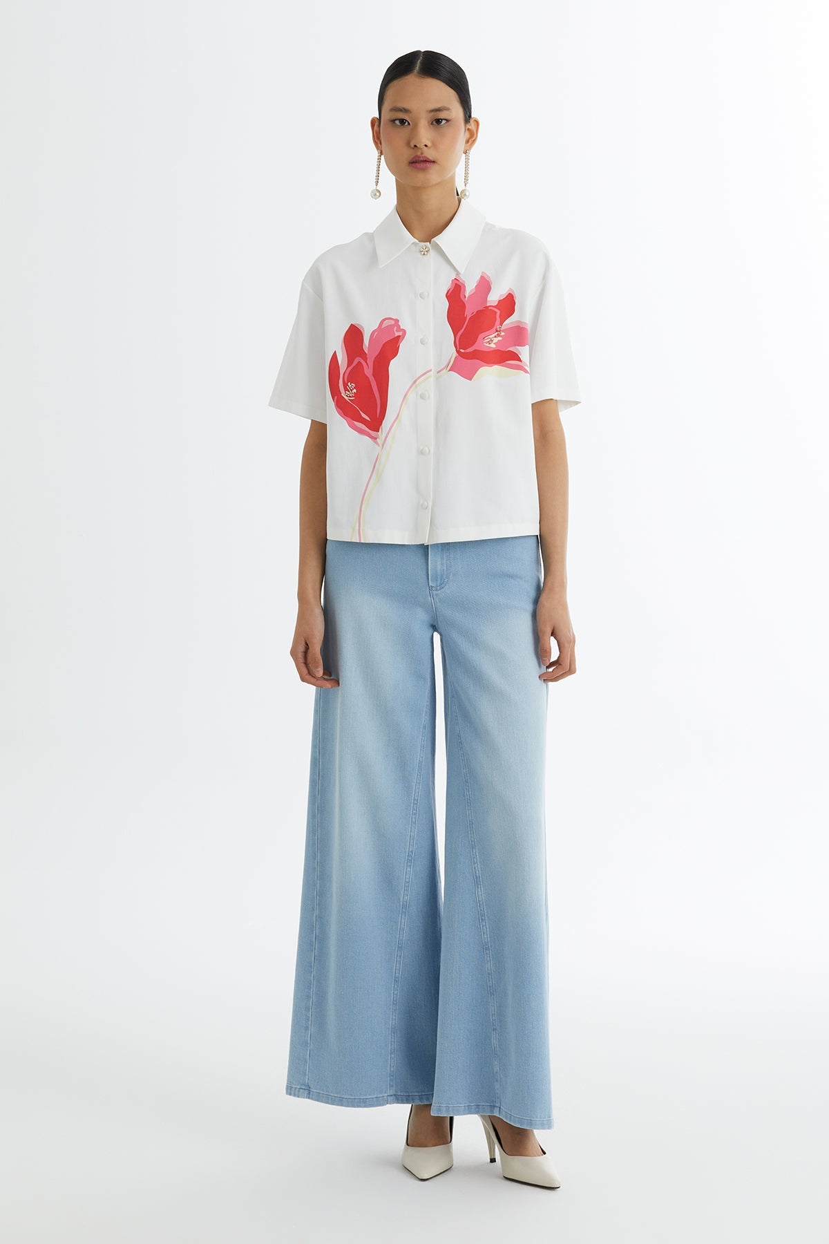 Ecru Printed Embroidered Statement Shirt