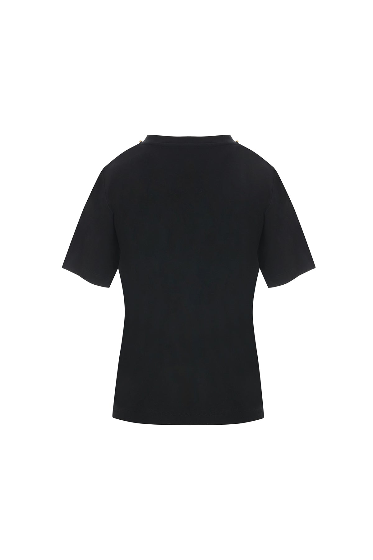 Black Embellished Collar Detail T-Shirt