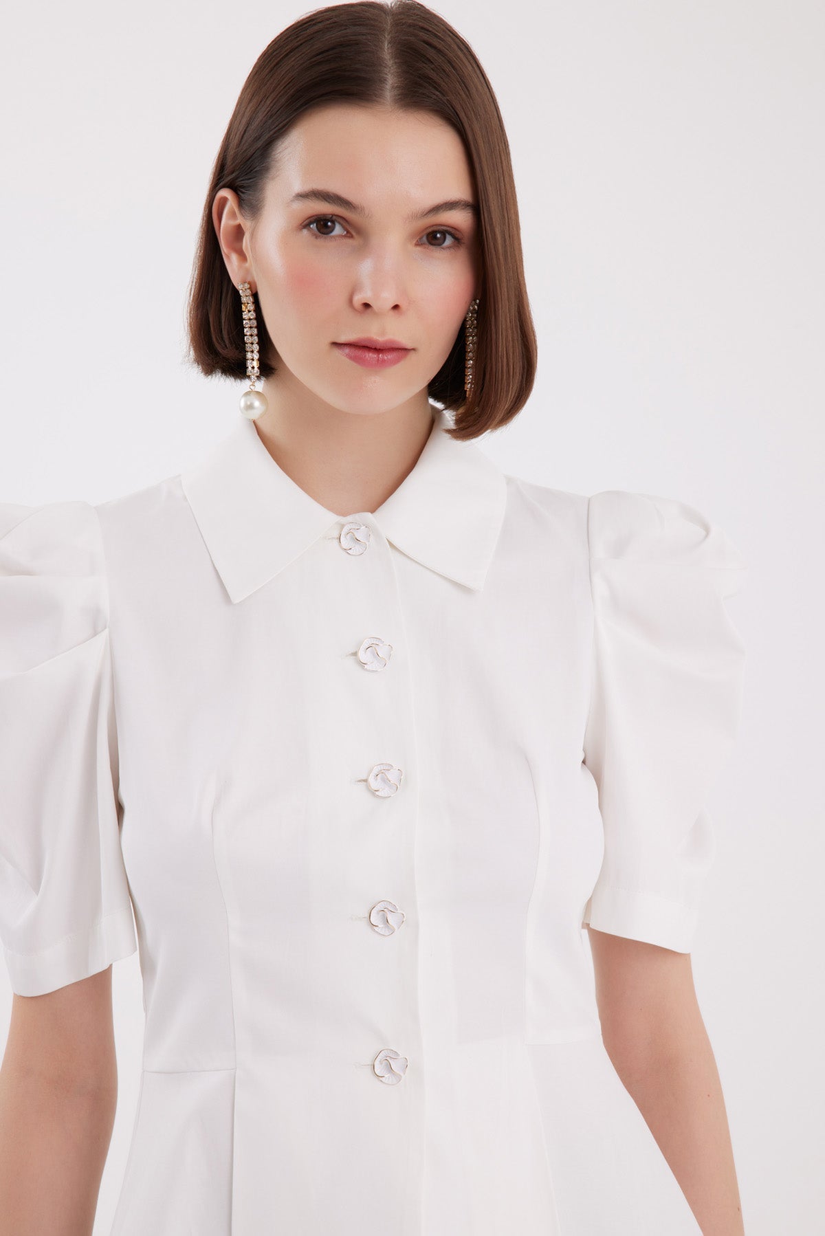 Ecru Pleated-Sleeve Shirt