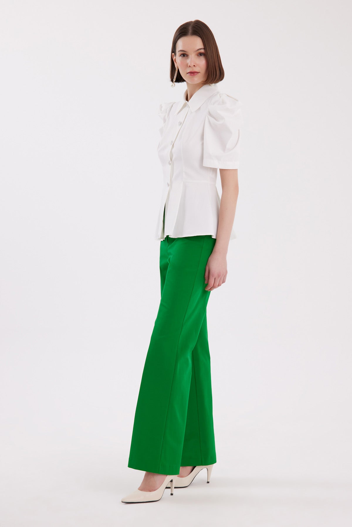 Ecru Pleated-Sleeve Shirt