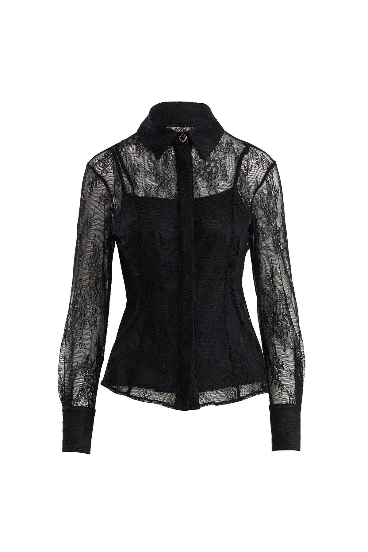 Black Sheer Lace Shirt