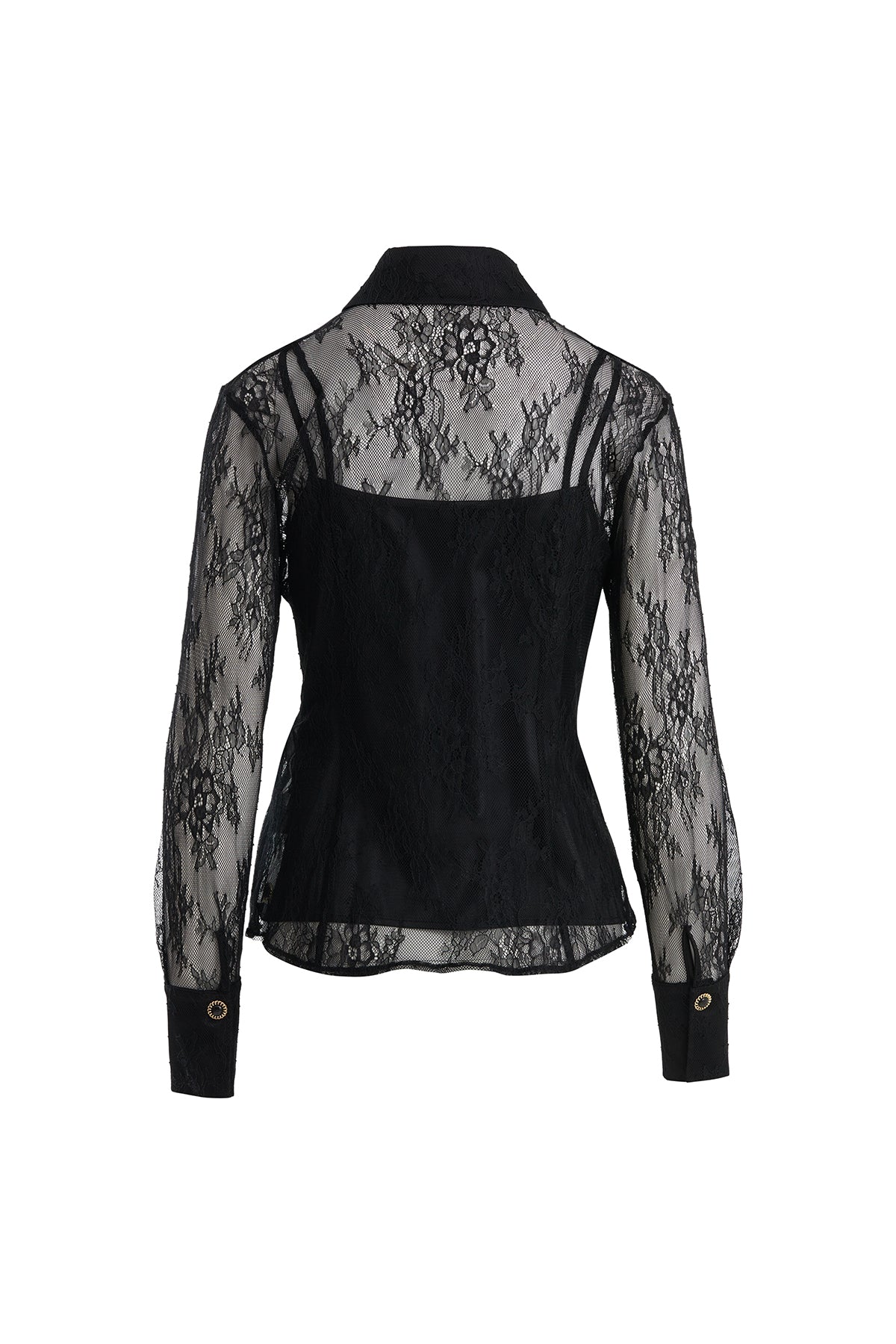 Black Sheer Lace Shirt
