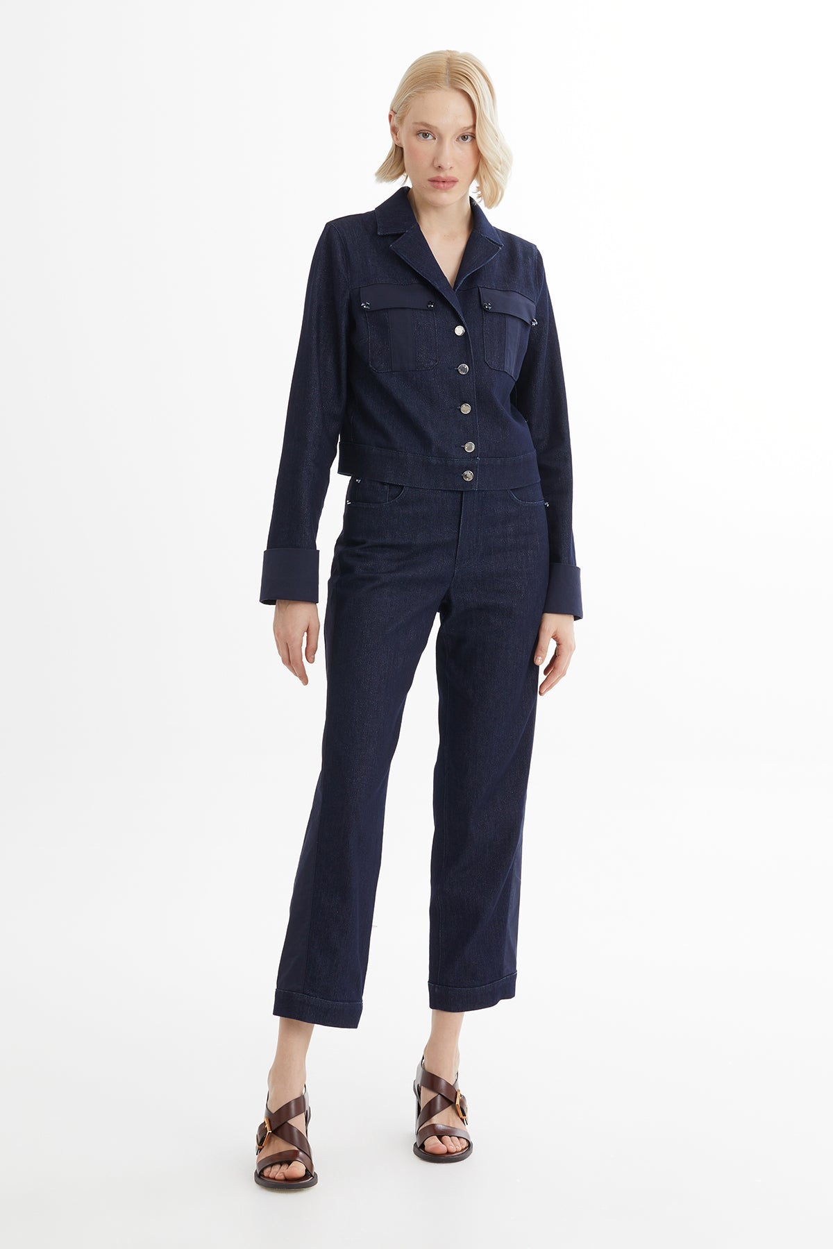 Blue Denim Jacket with Embroidery Detail