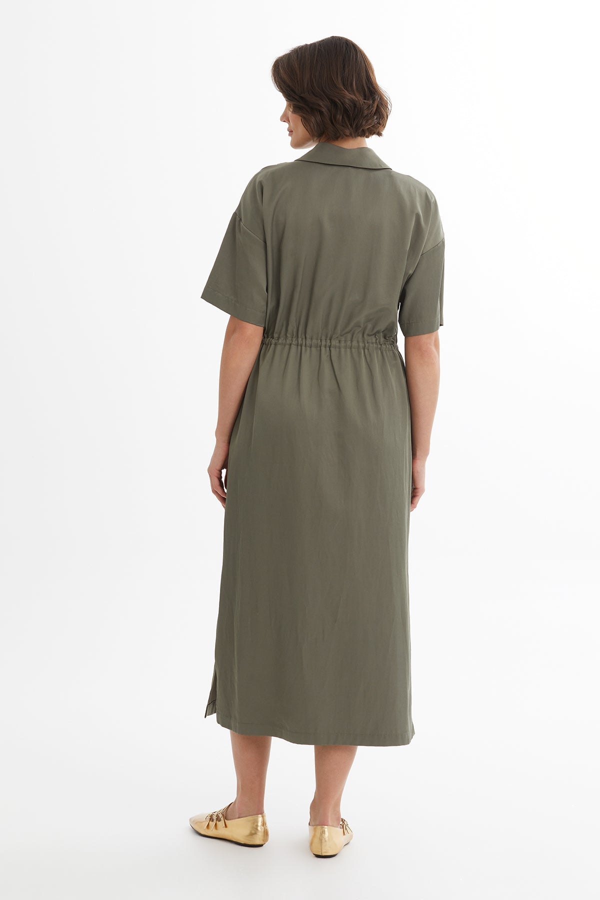 Green Cord-Tie Dress