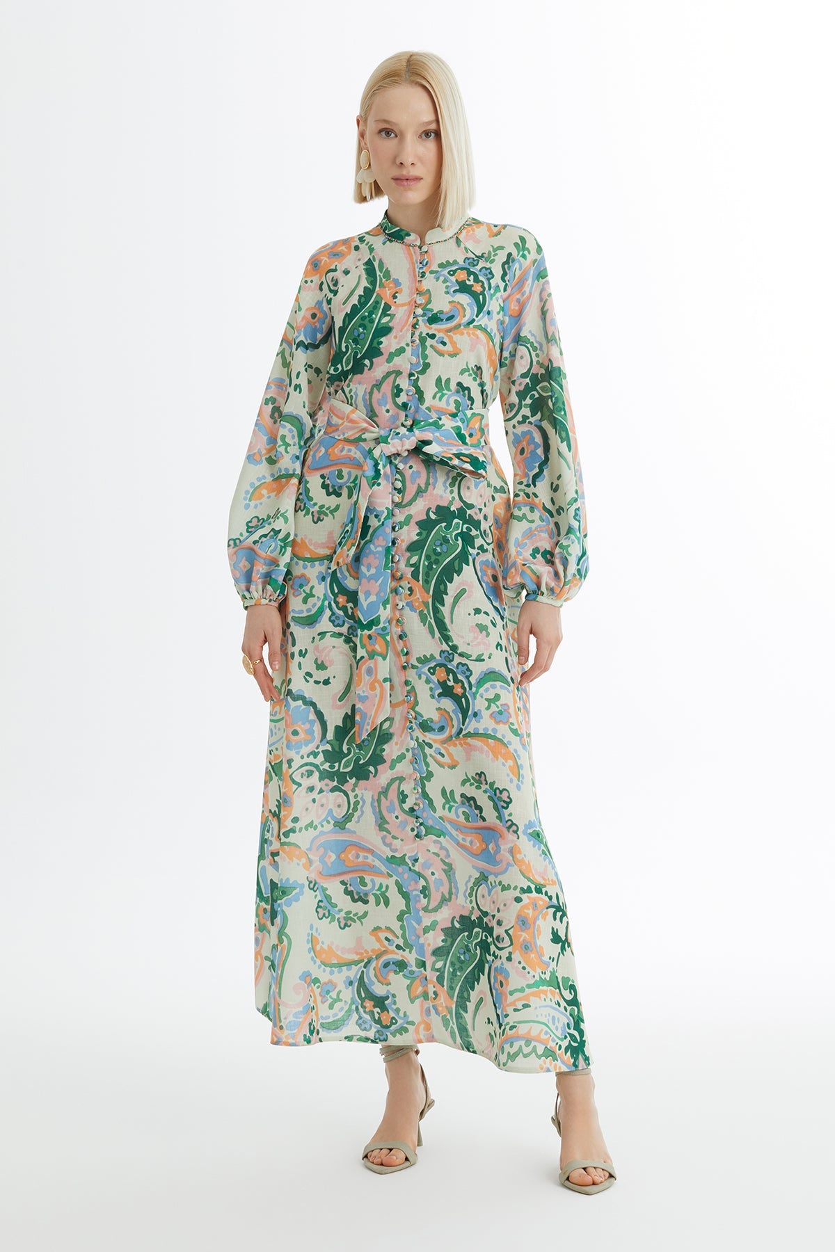 Puff Sleeve Embroidered Dress