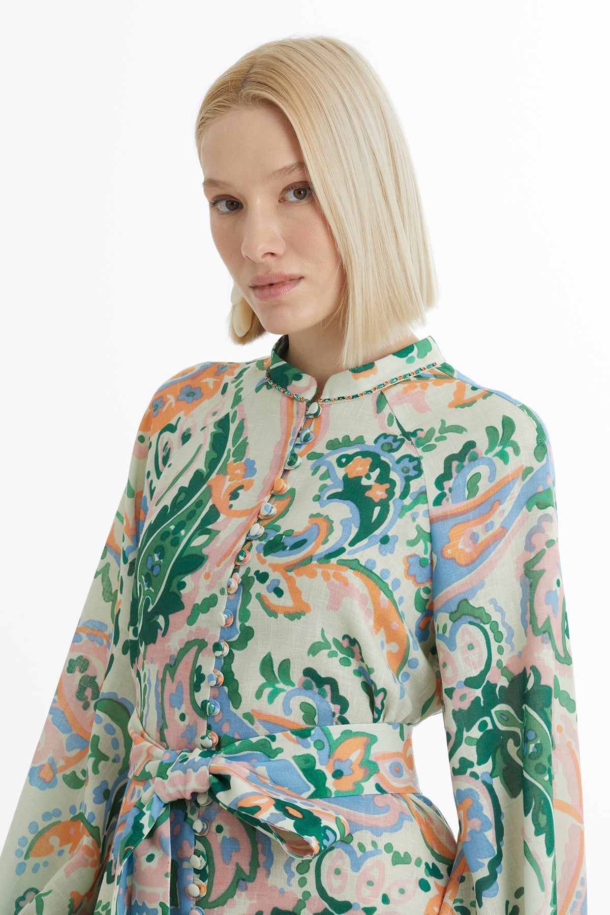 Puff Sleeve Embroidered Dress