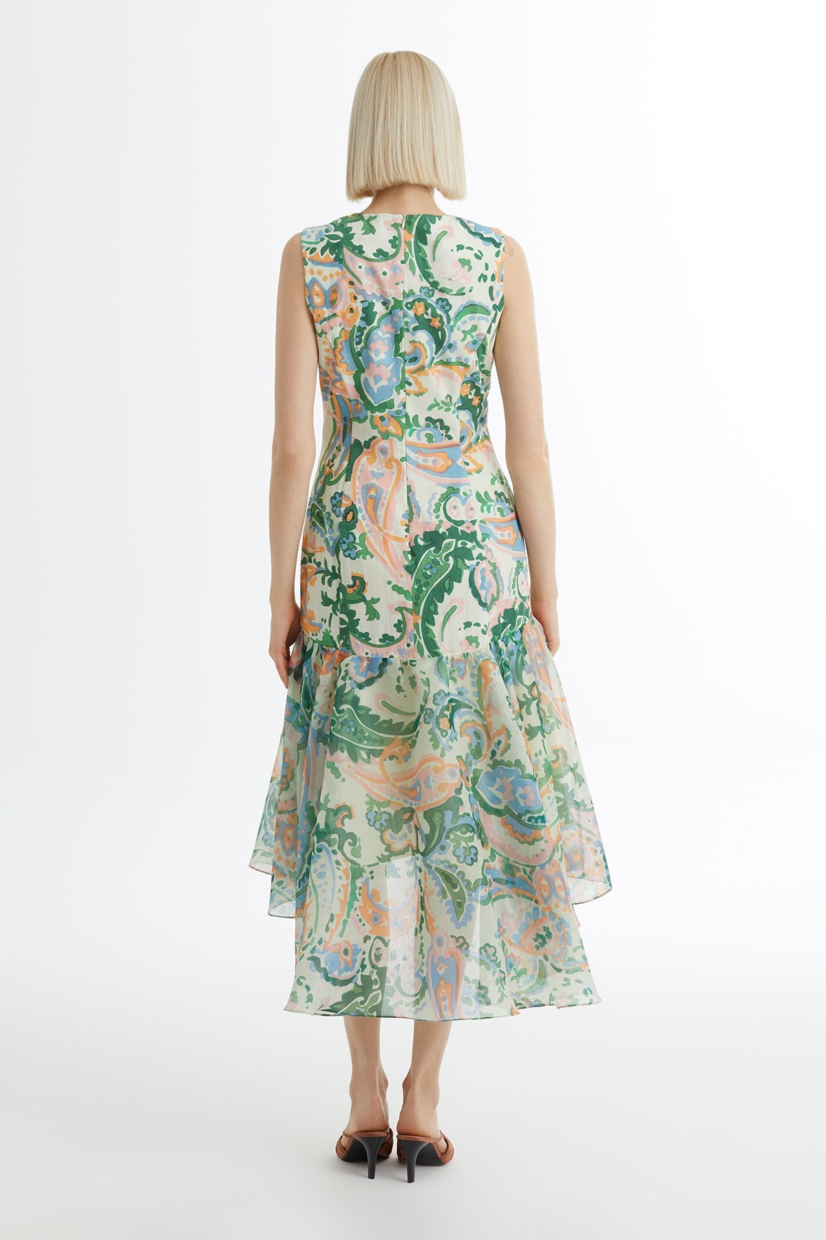Sleeveless Gathered Patterned Dress
