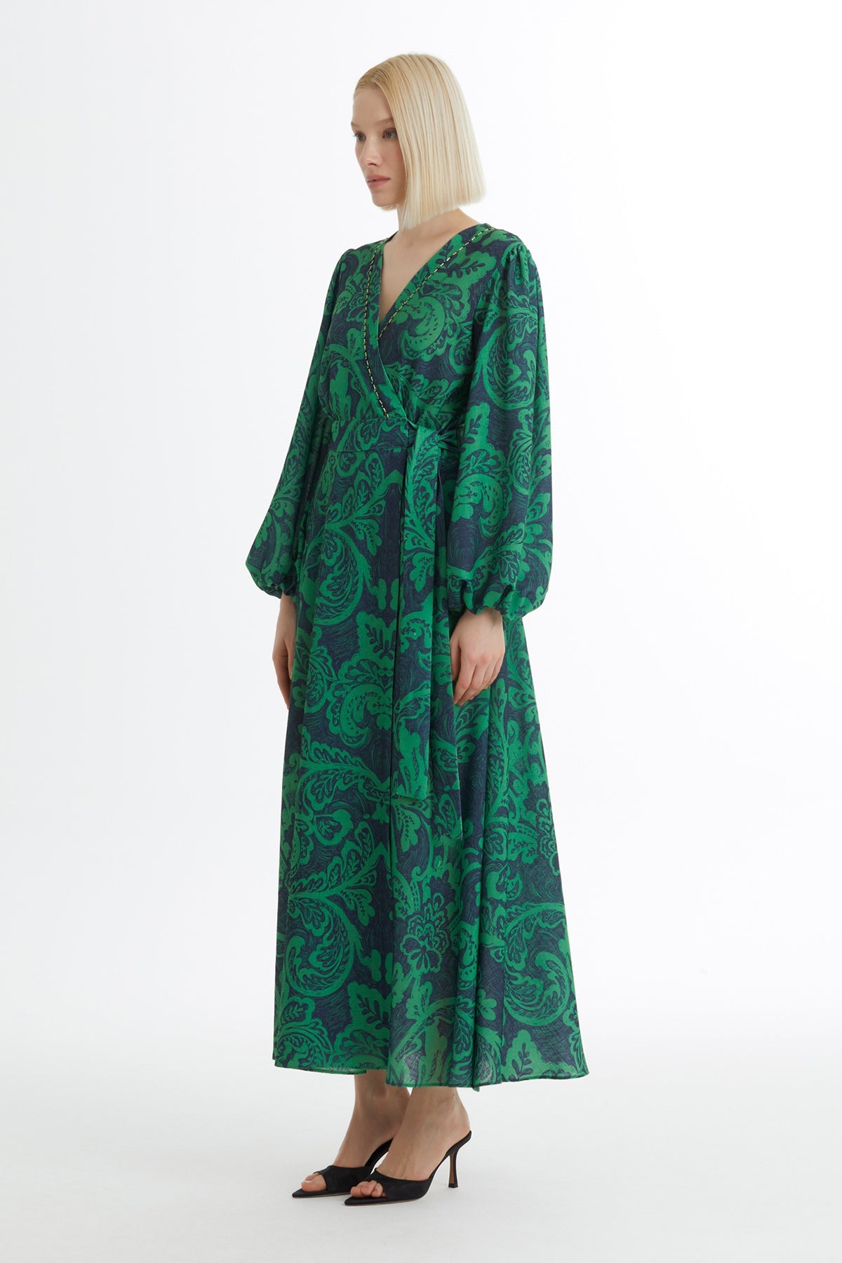 Green Embroidered Patterned Dress