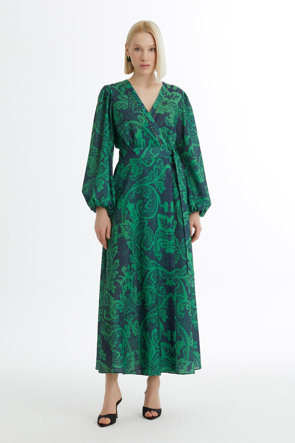 Green Embroidered Patterned Dress