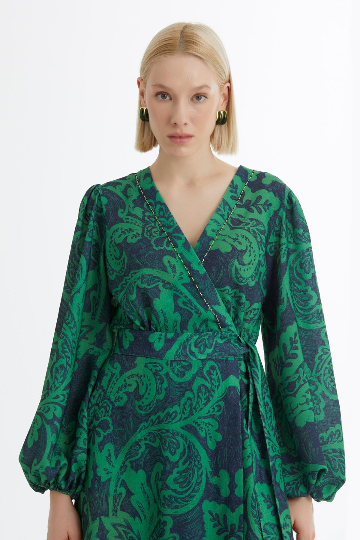 Green Embroidered Patterned Dress