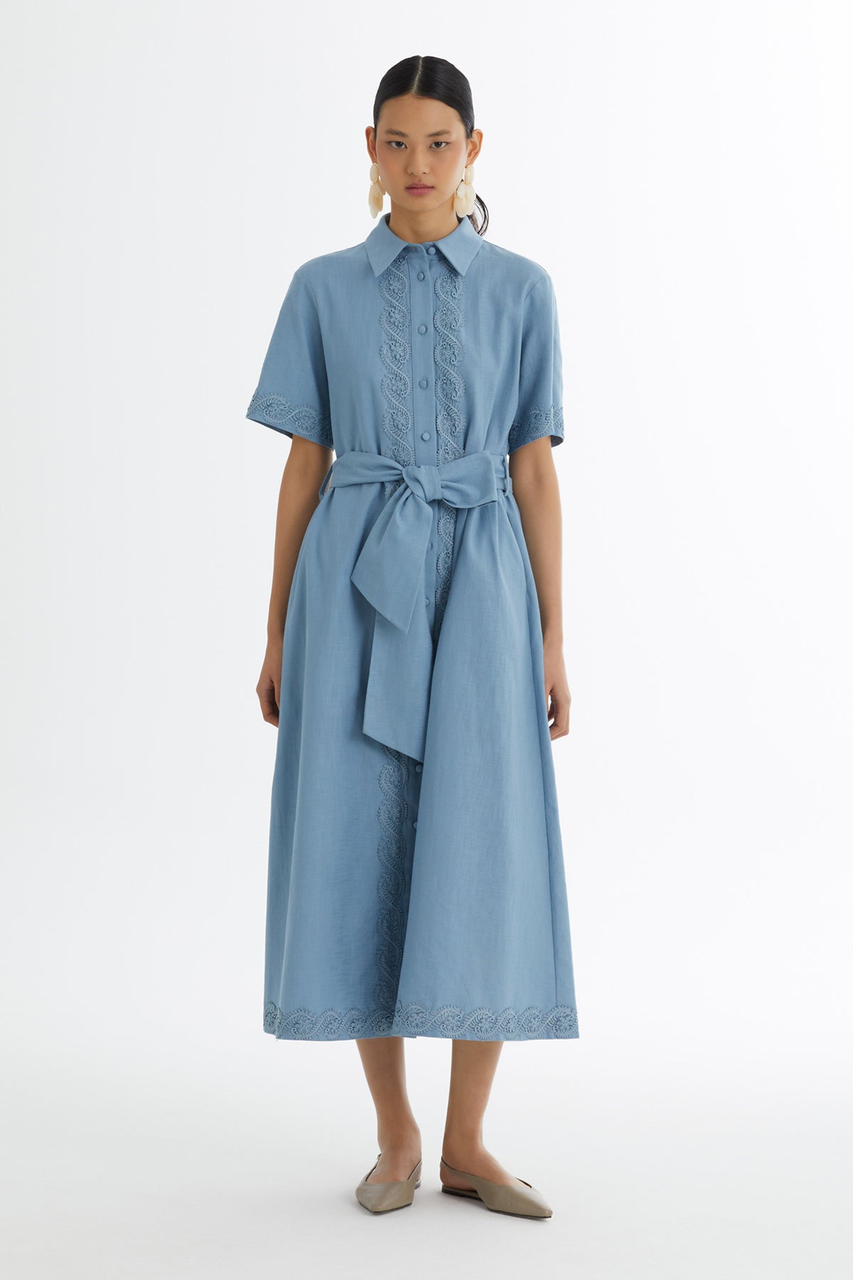 BLUE Tie-Waist Dress BLUE / 38