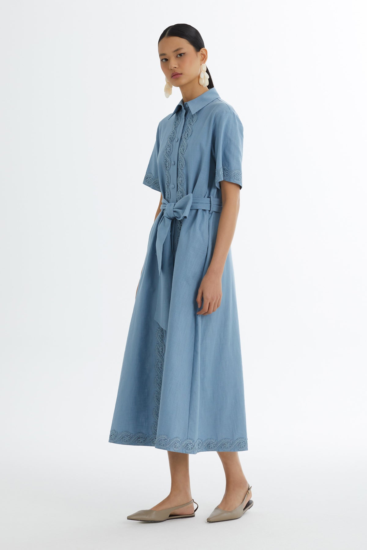 Blue Tie-Waist Dress