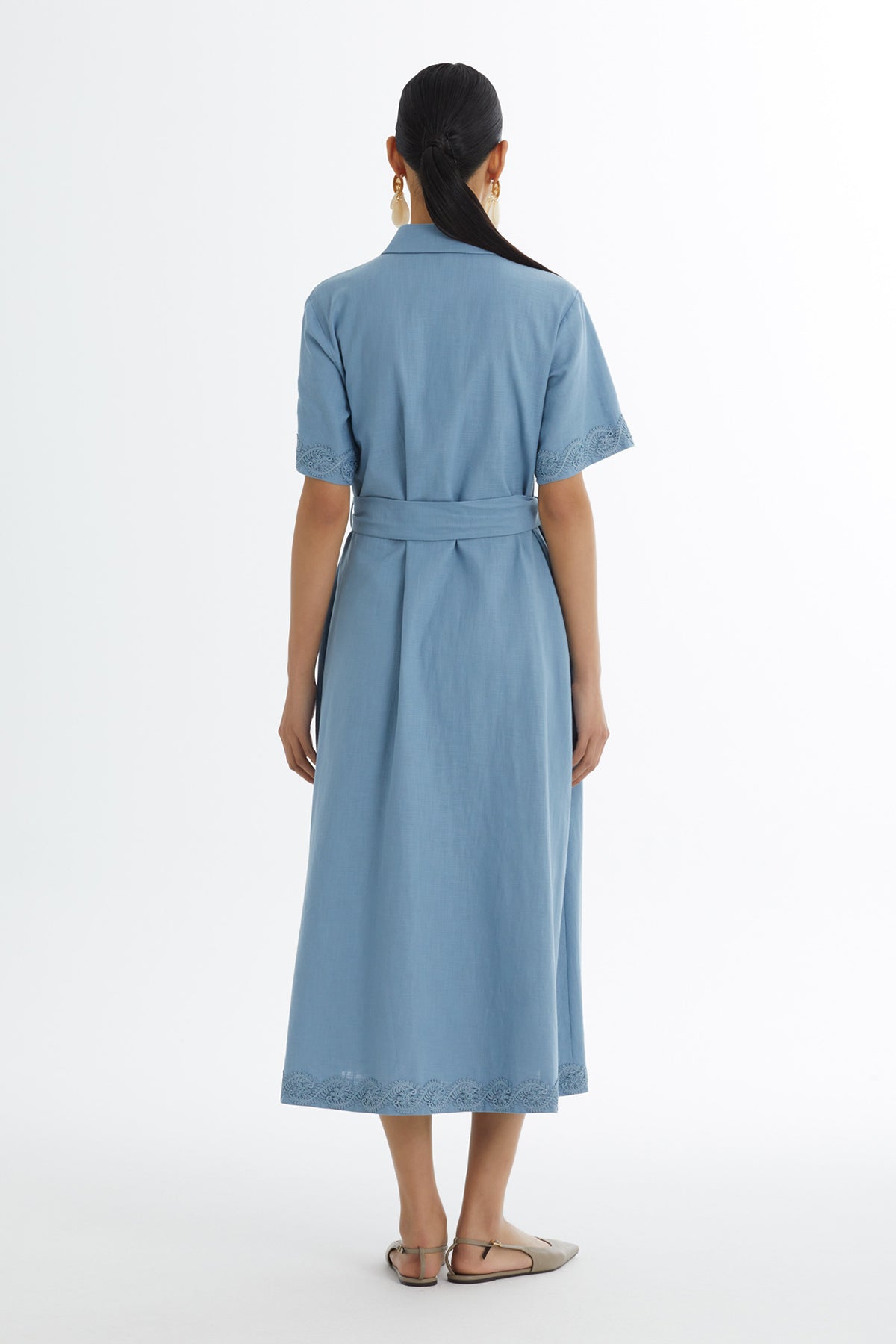 Blue Tie-Waist Dress