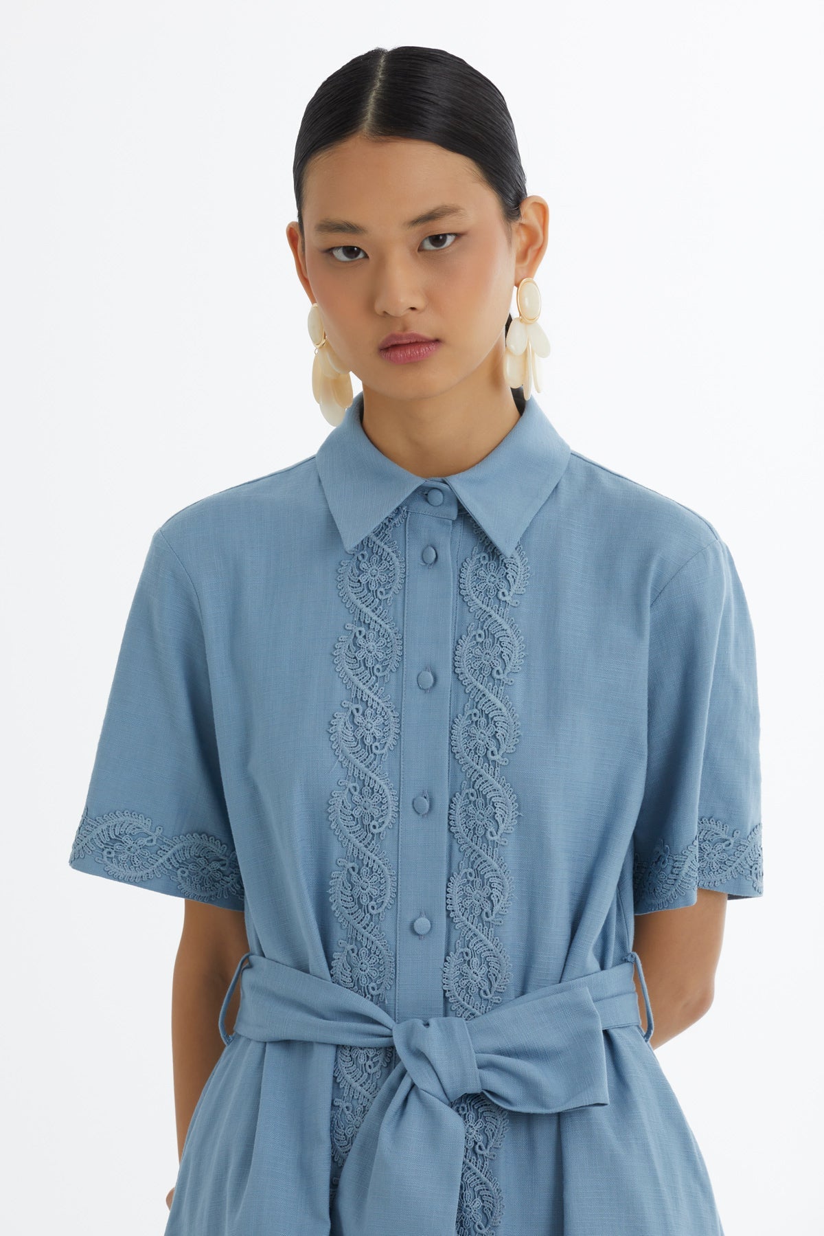 Blue Tie-Waist Dress