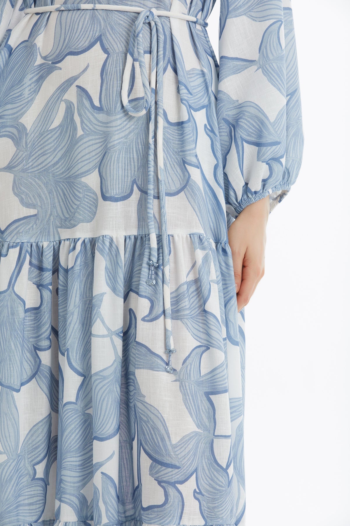Blue Embroidered Patterned Dress