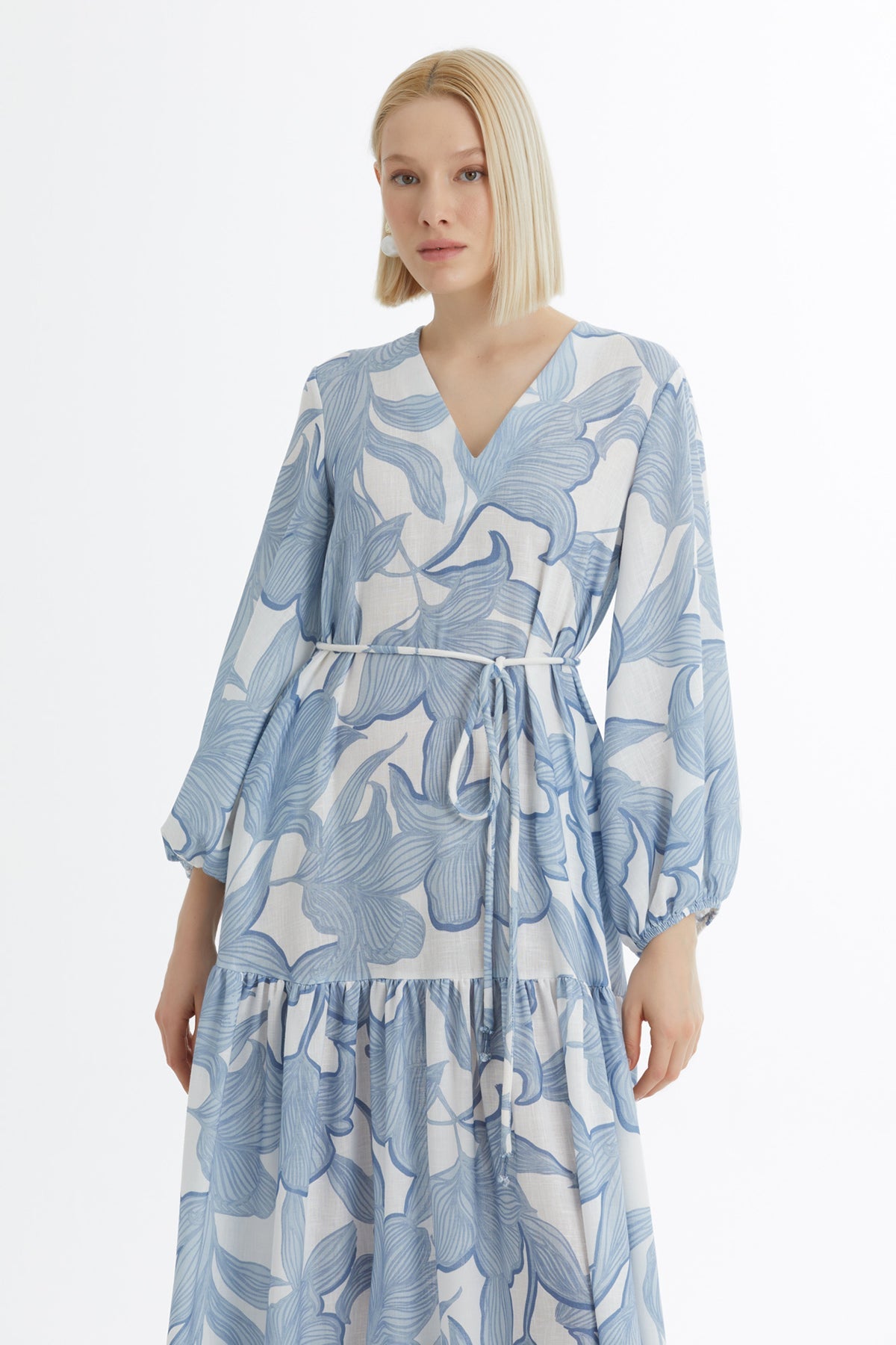 Blue Embroidered Patterned Dress