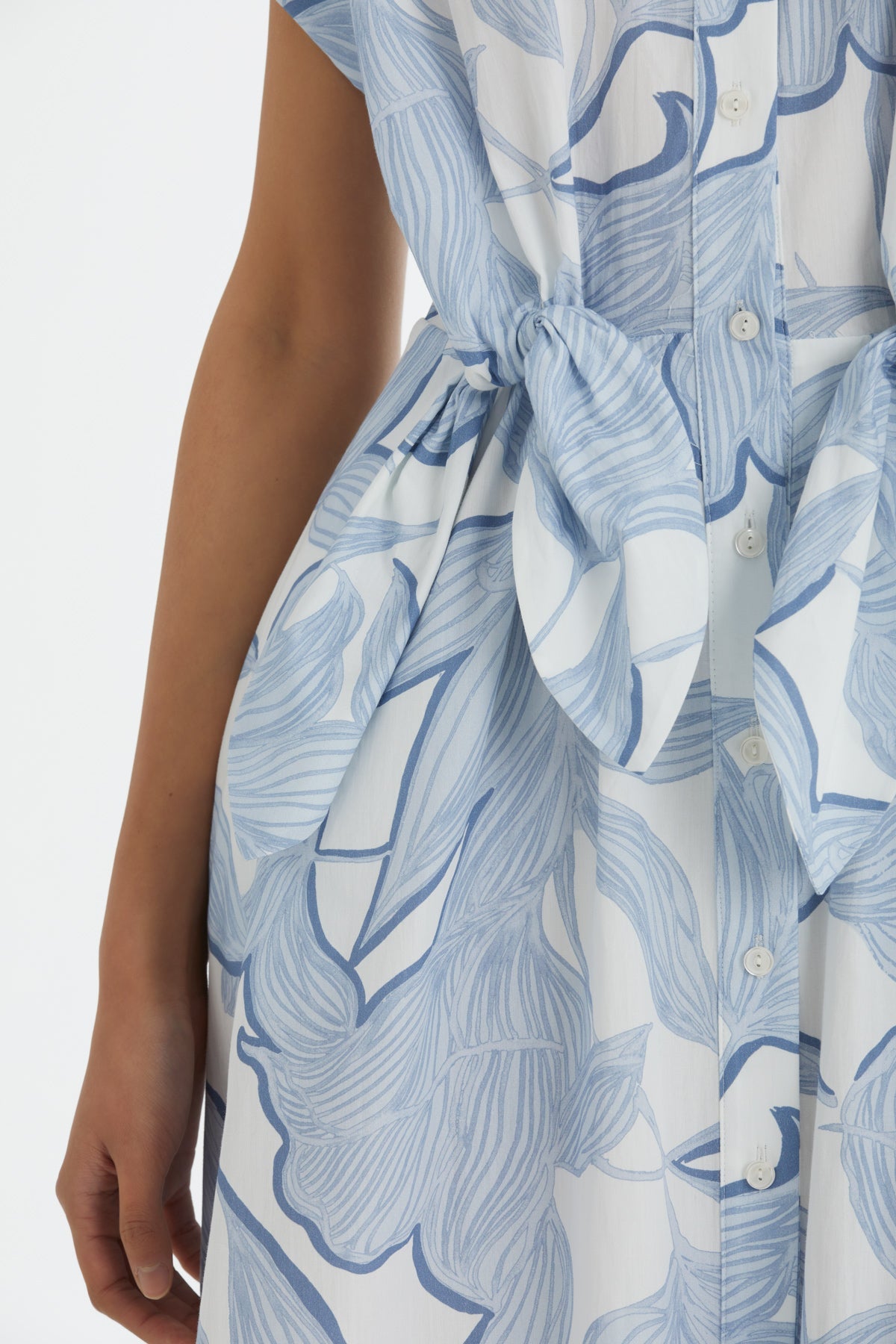 Blue Shirt Collar Patterned Dress