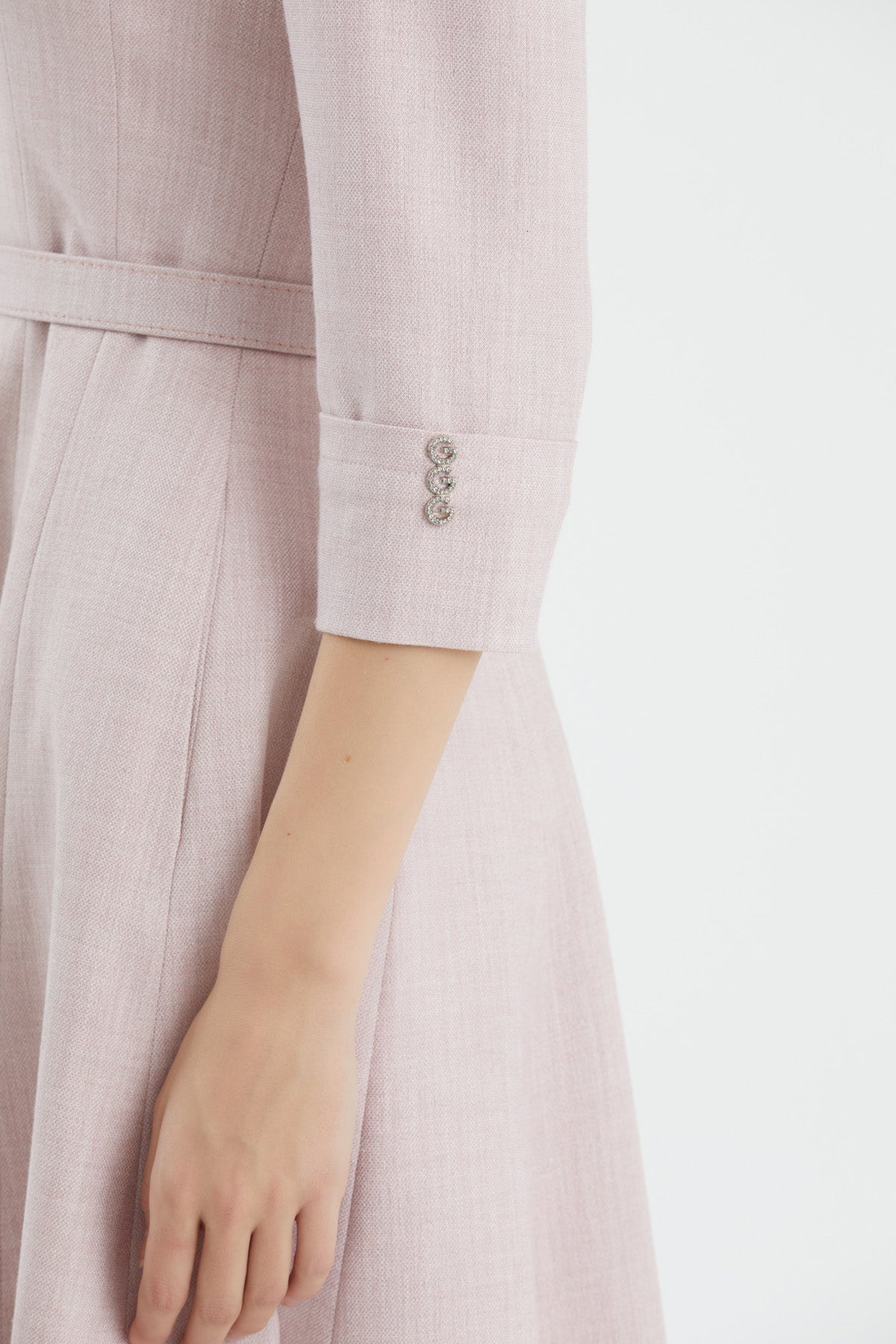 Ecru Shimmer Woven Fabric Dress
