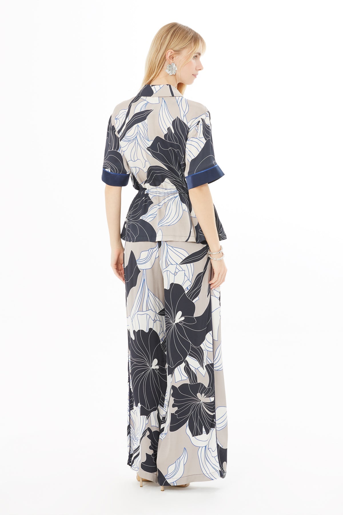 Dark Navy Waist-Belt Blouse