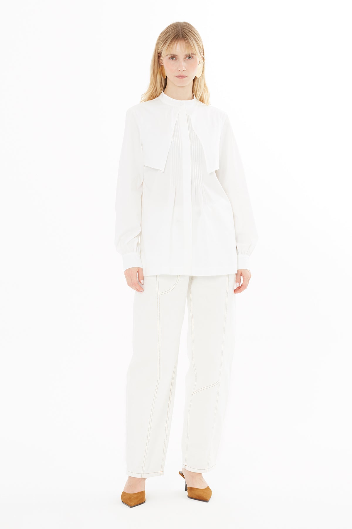 White Collar-Detail Shirt