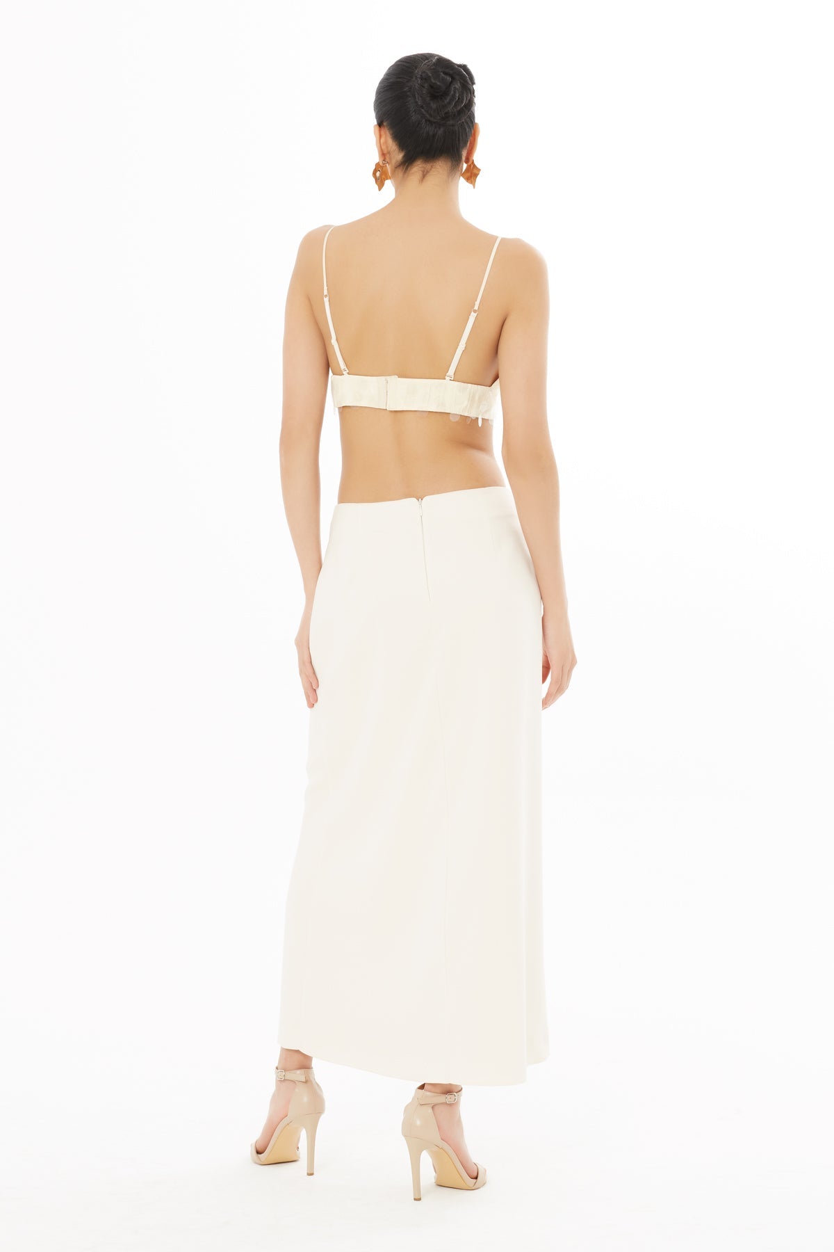 Beige Straight-Cut Maxi Skirt