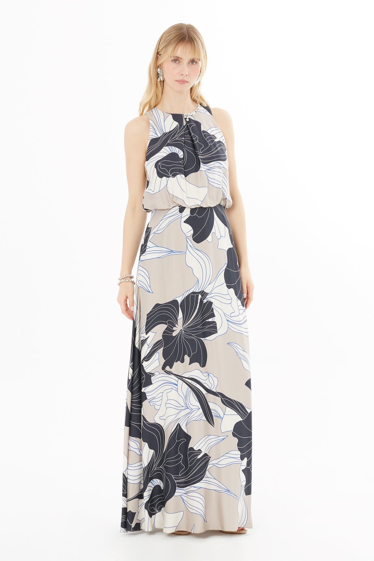 Printed Sleeveless Maxi Dress