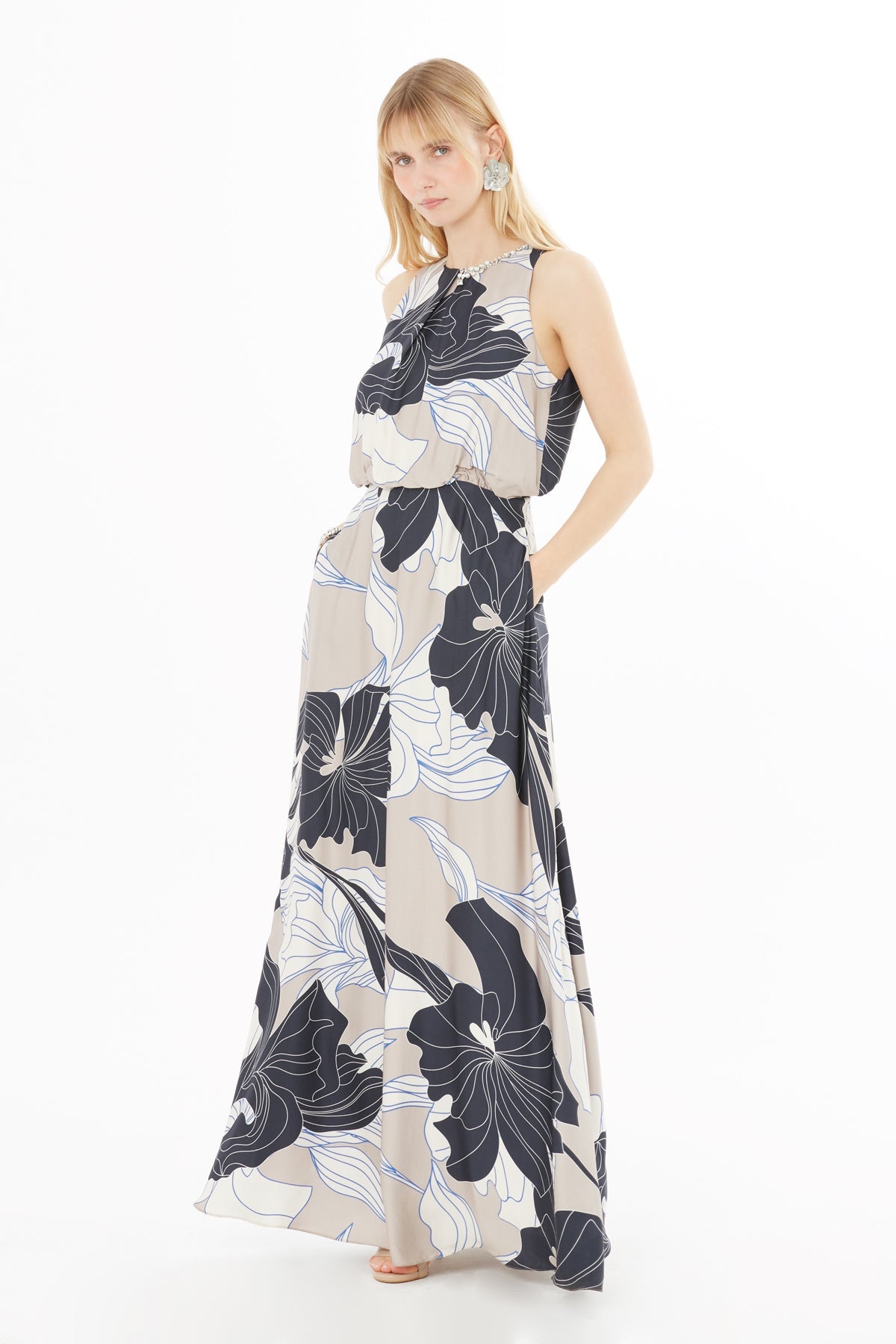 Printed Sleeveless Maxi Dress