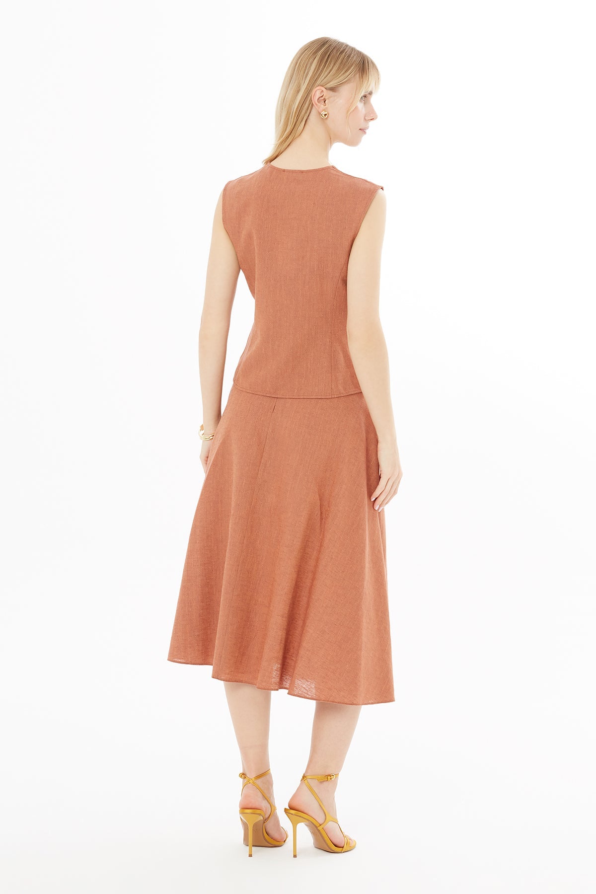 Orange Set with Midi Skirt