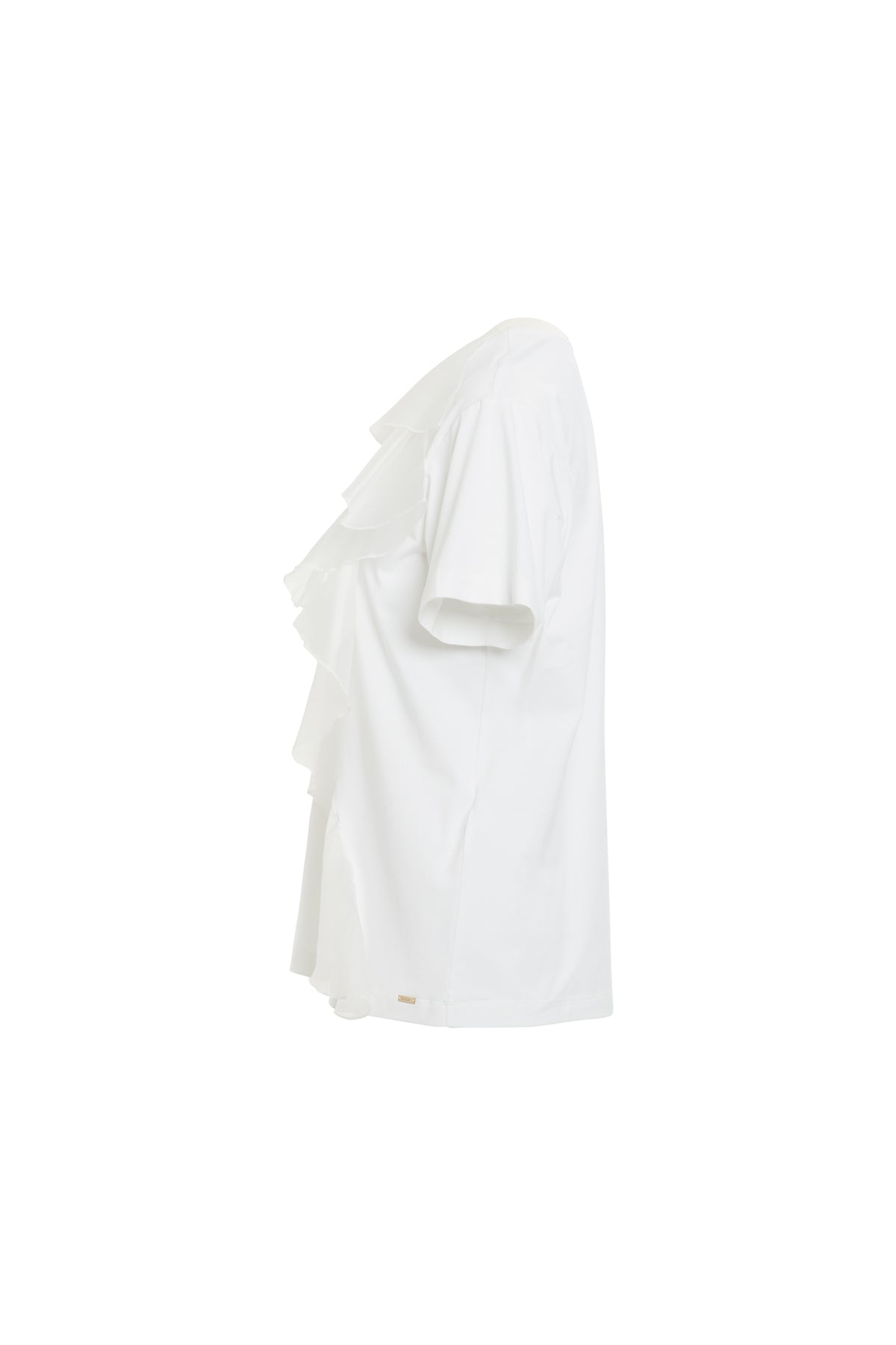 White Organza Ruffled Short-Sleeved T-Shirt