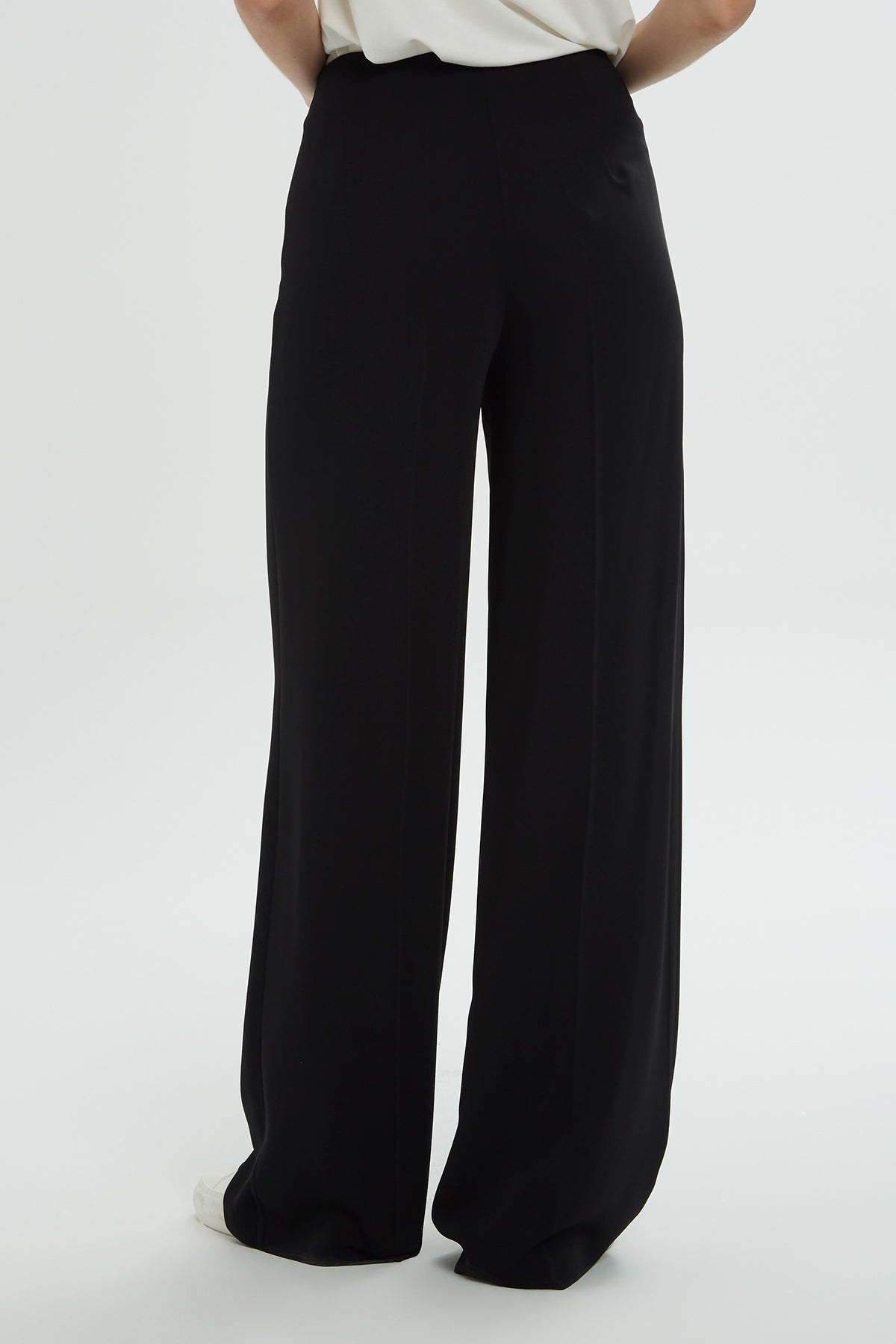 Black Wide-Leg Classic Trousers