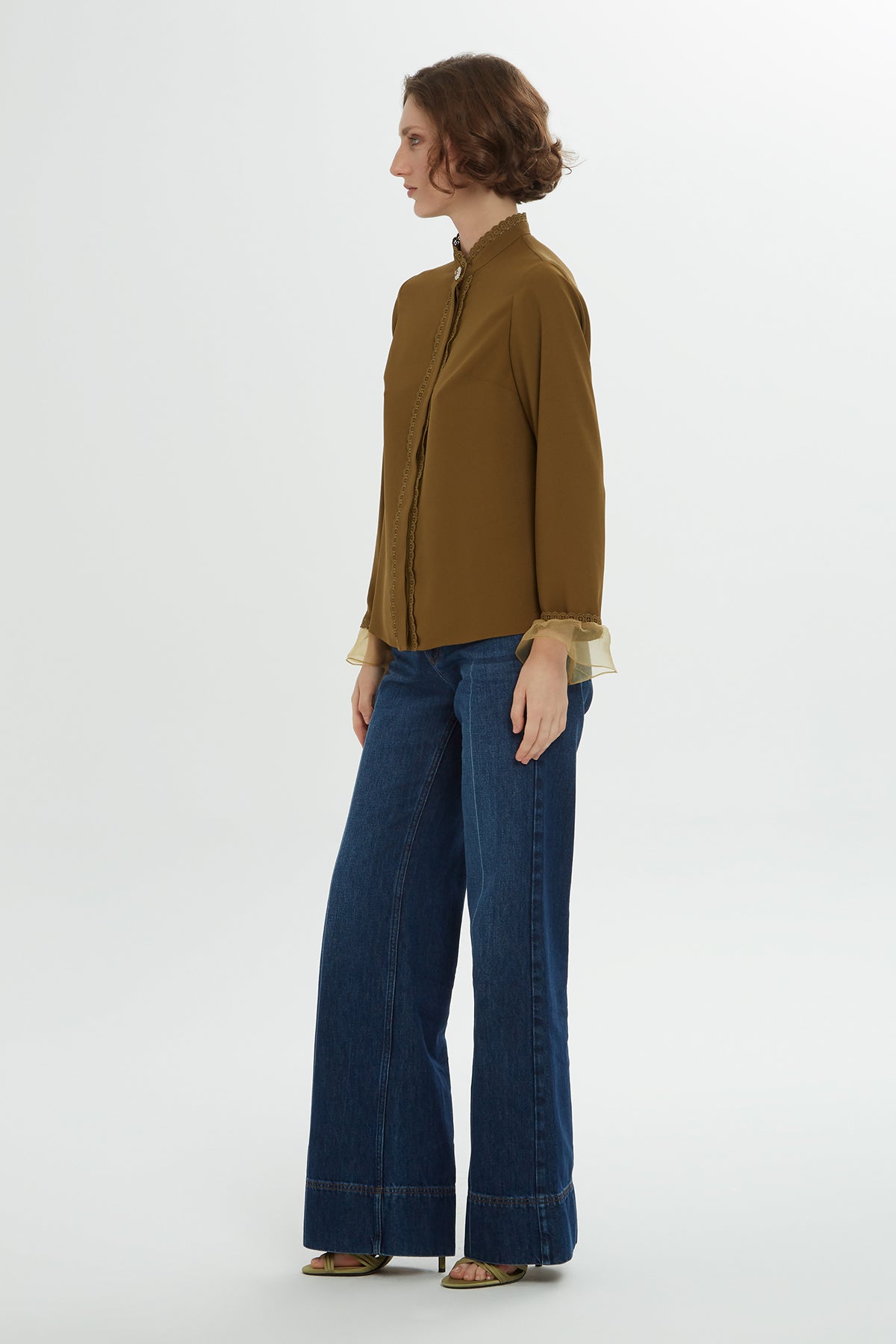 Green Lace-Detail Shirt