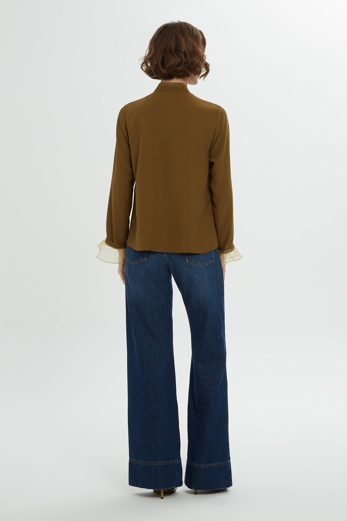 Green Lace-Detail Shirt