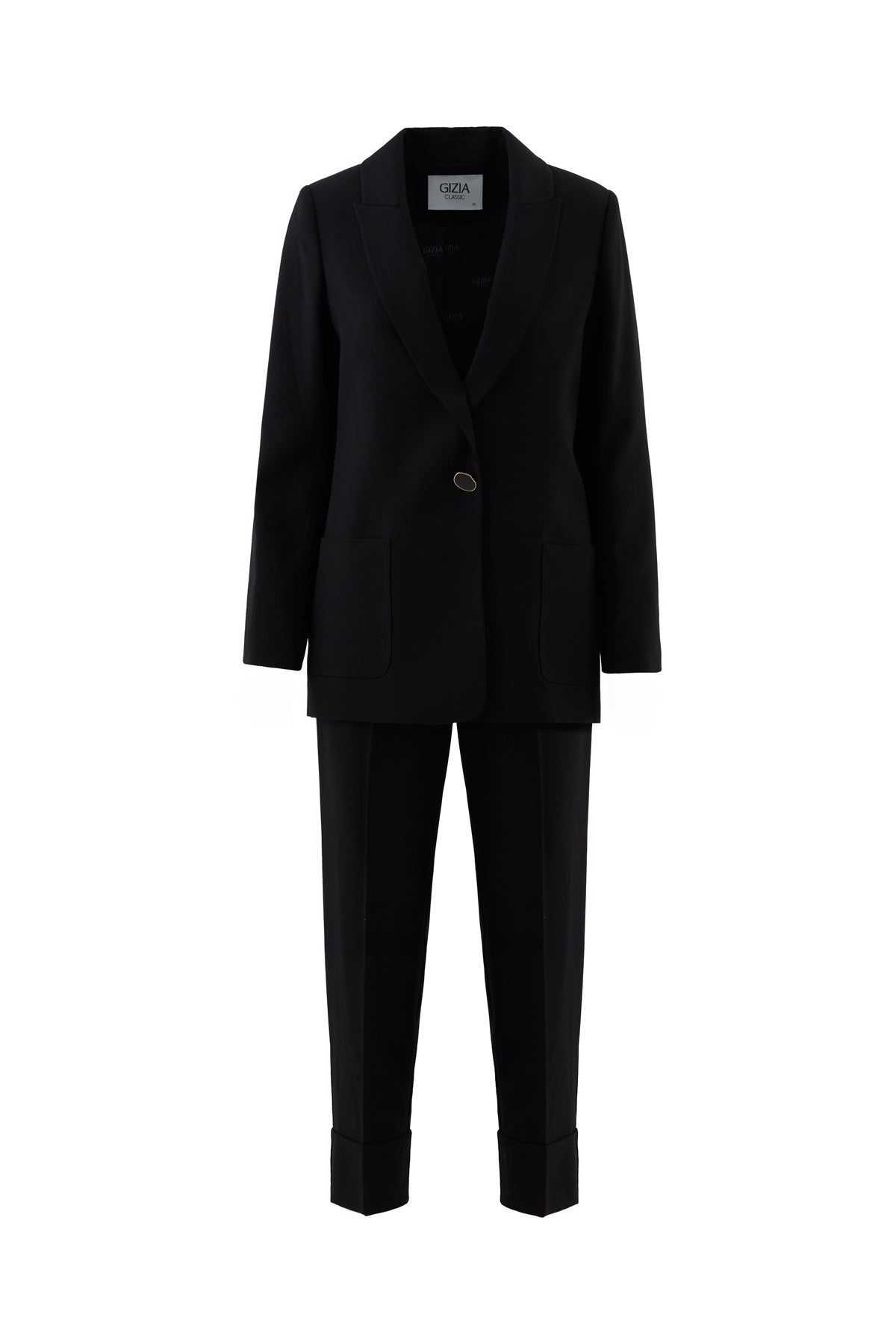 Black Suit with Double-Leg Trousers