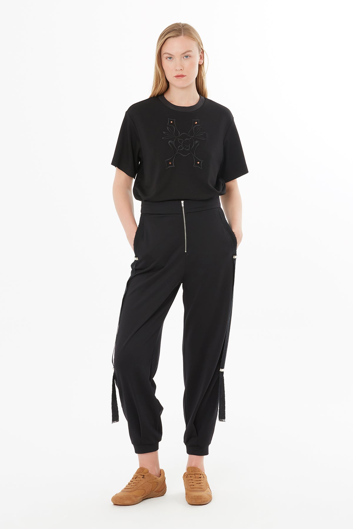 Black Zip-Detail Sweatpants